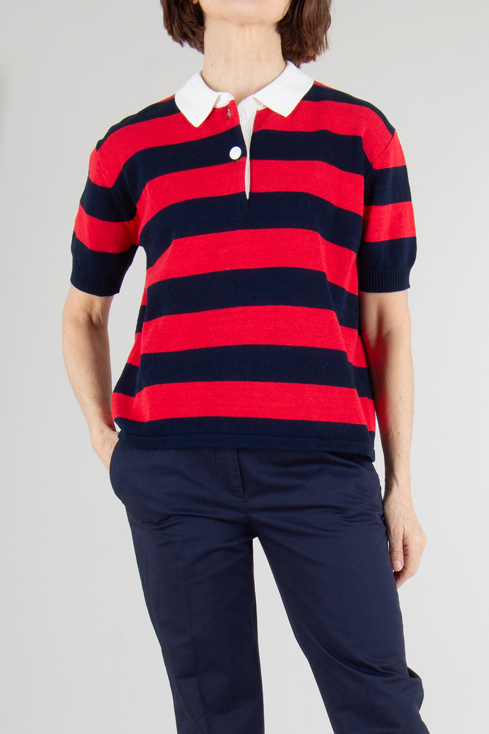 ASPESI
 Oversized Knitted Cotton Polo Shirt