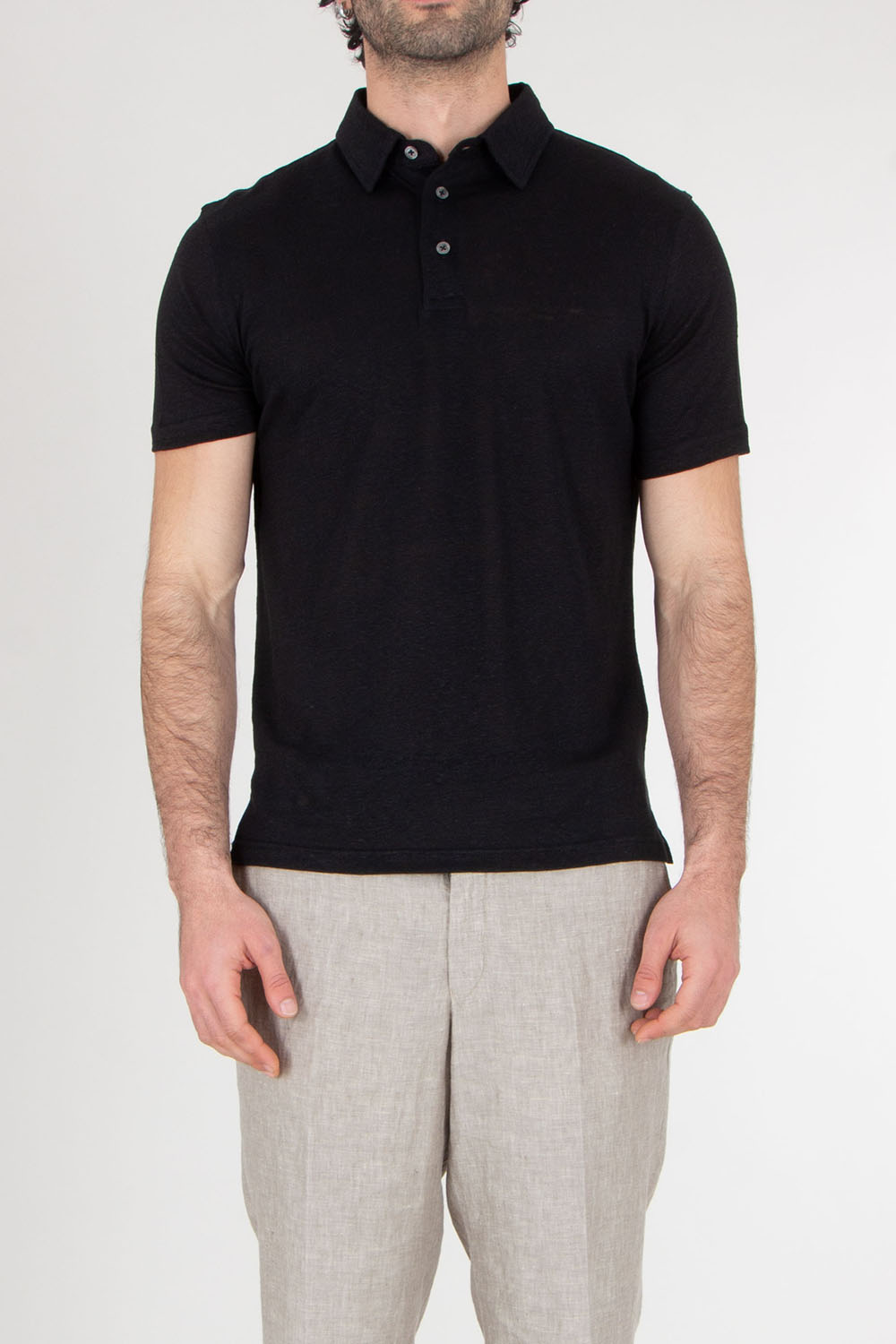 AURÉLIEN Slim Fit Linen Polo Shirt