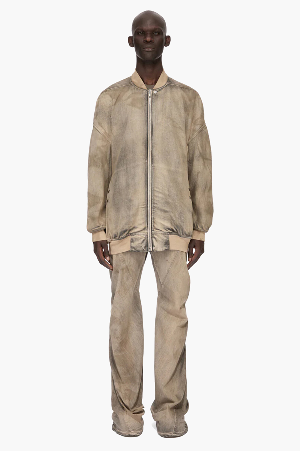 RICK OWENS DRKSHDW Oversized Fit Washed Cotton Denim Jumbo Flight Jacket