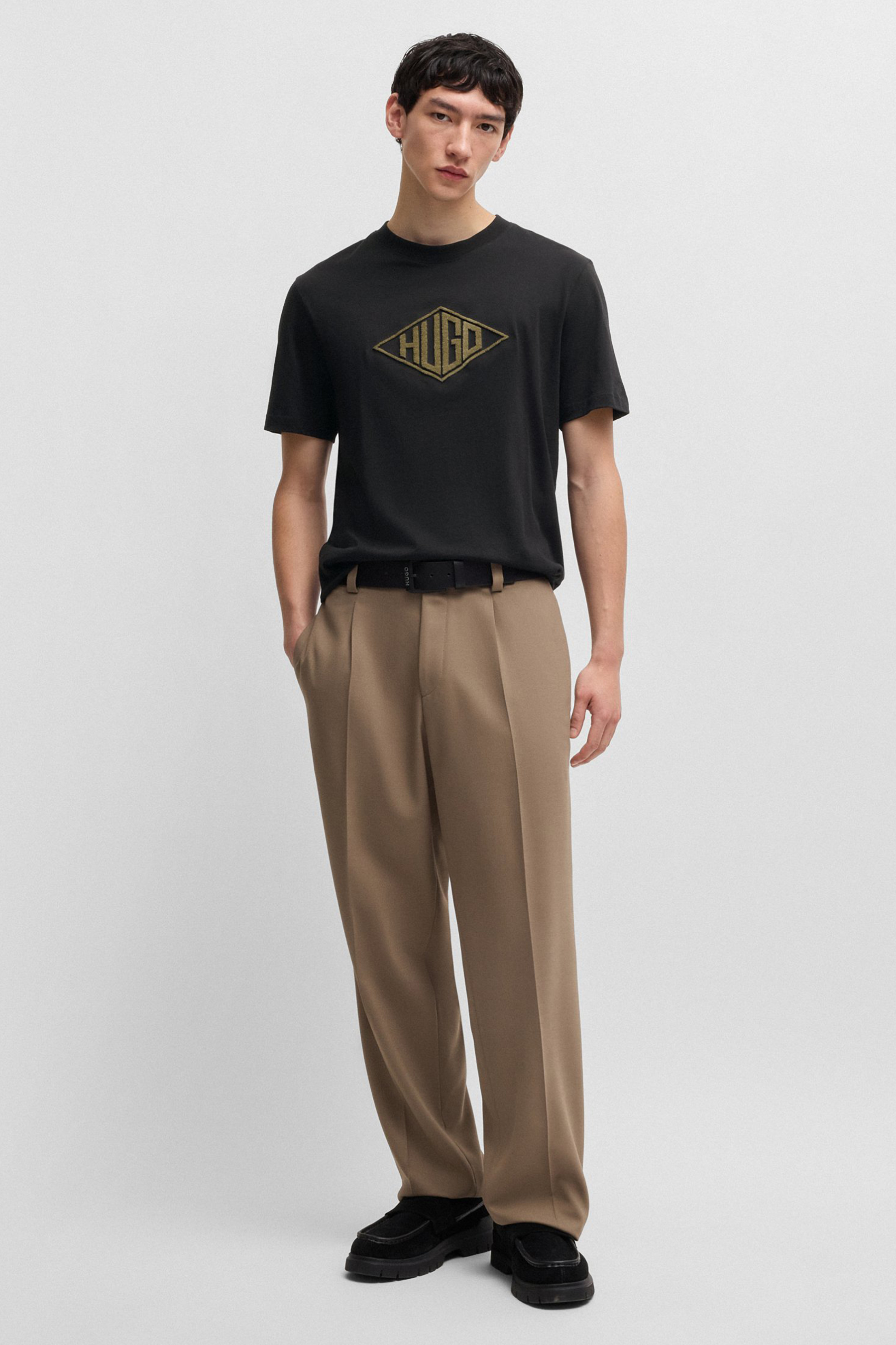 HUGO Regular Fit Embroiered Cotton Jersey T-Shirt Dalendi HUGO Regular Fit Embroiered Cotton Jersey T-Shirt Dalendi