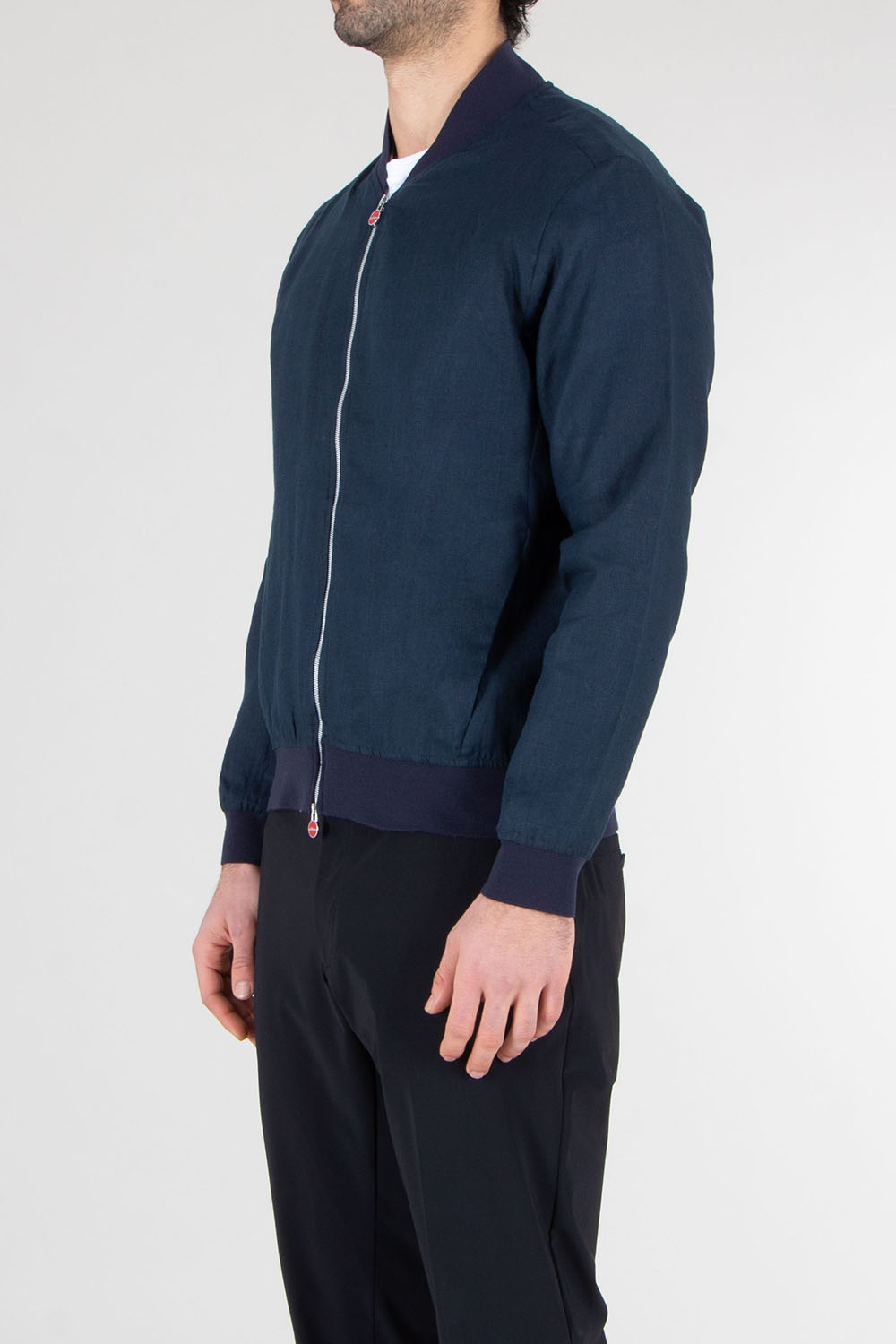 KITON Regular Fit Linen Bomber Jacket
