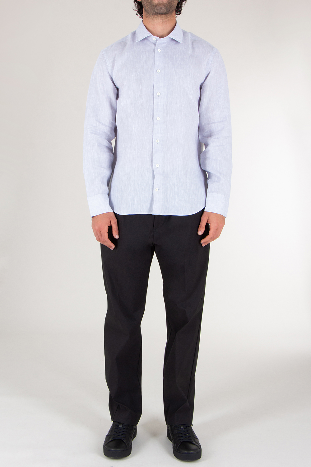 VAN LAACK Tailored Fit Linen Shark Collar Shirt