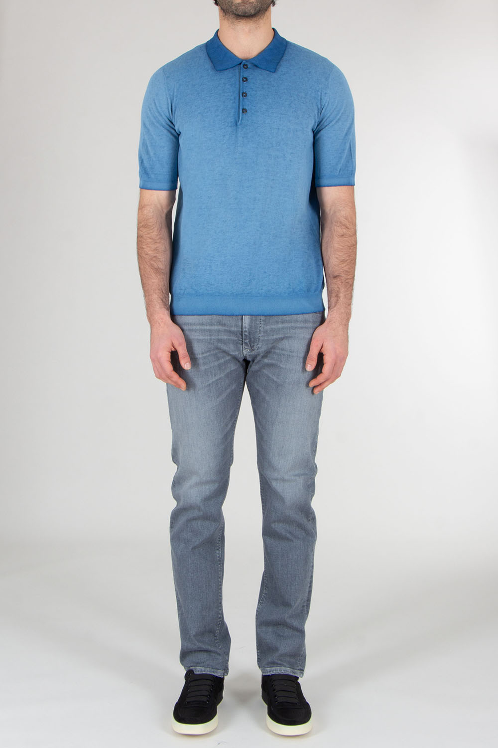 AROVESCIO Regular Fit Cotton Knit Polo