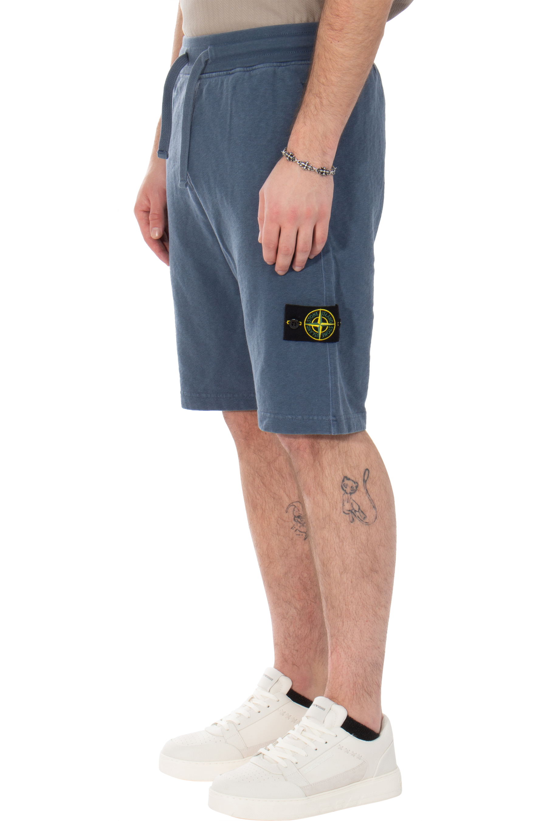STONE ISLAND Old Effect Cotton Shorts