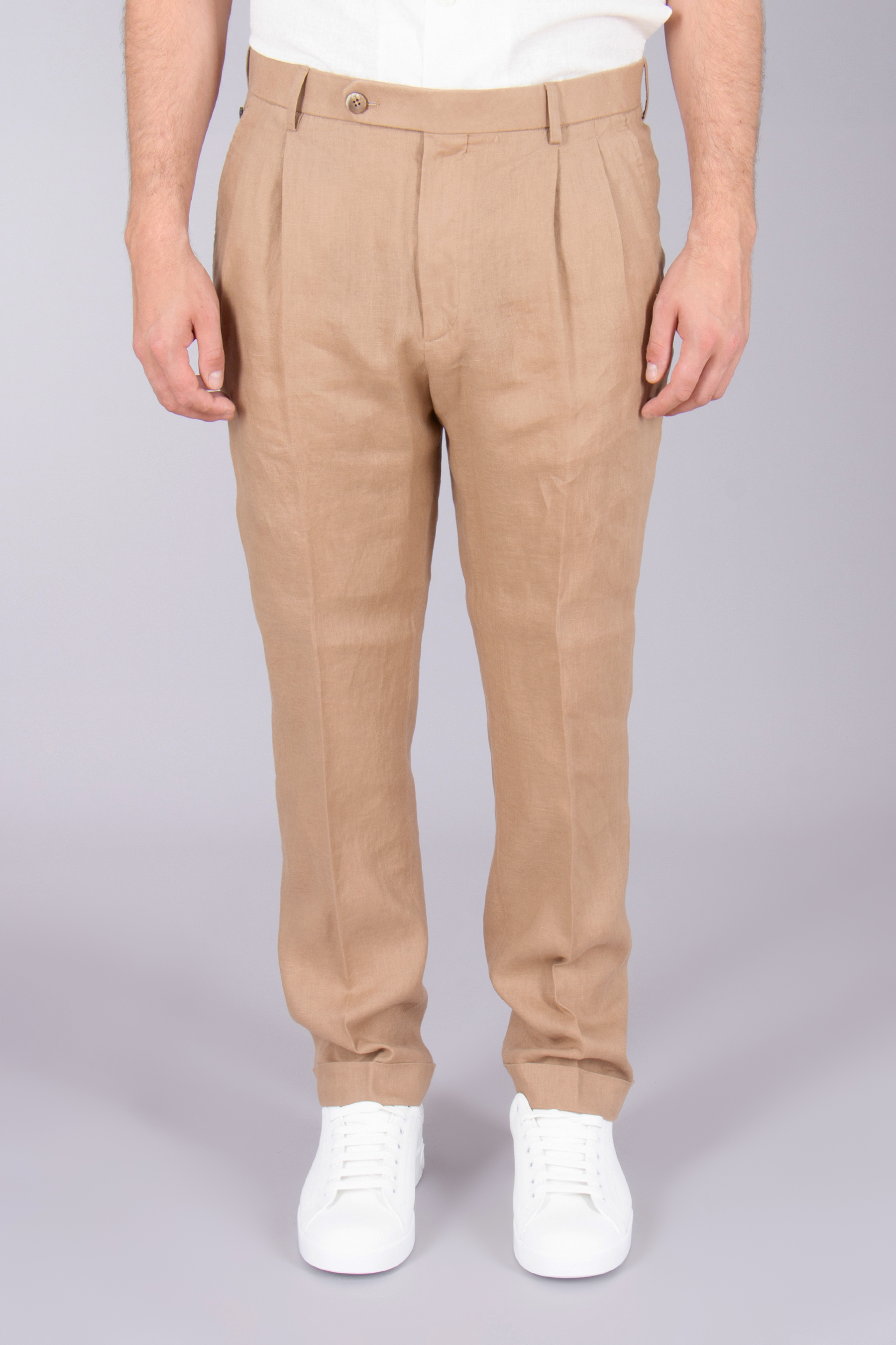 GTA Carrot Fit Linen Pleated Pants Luca