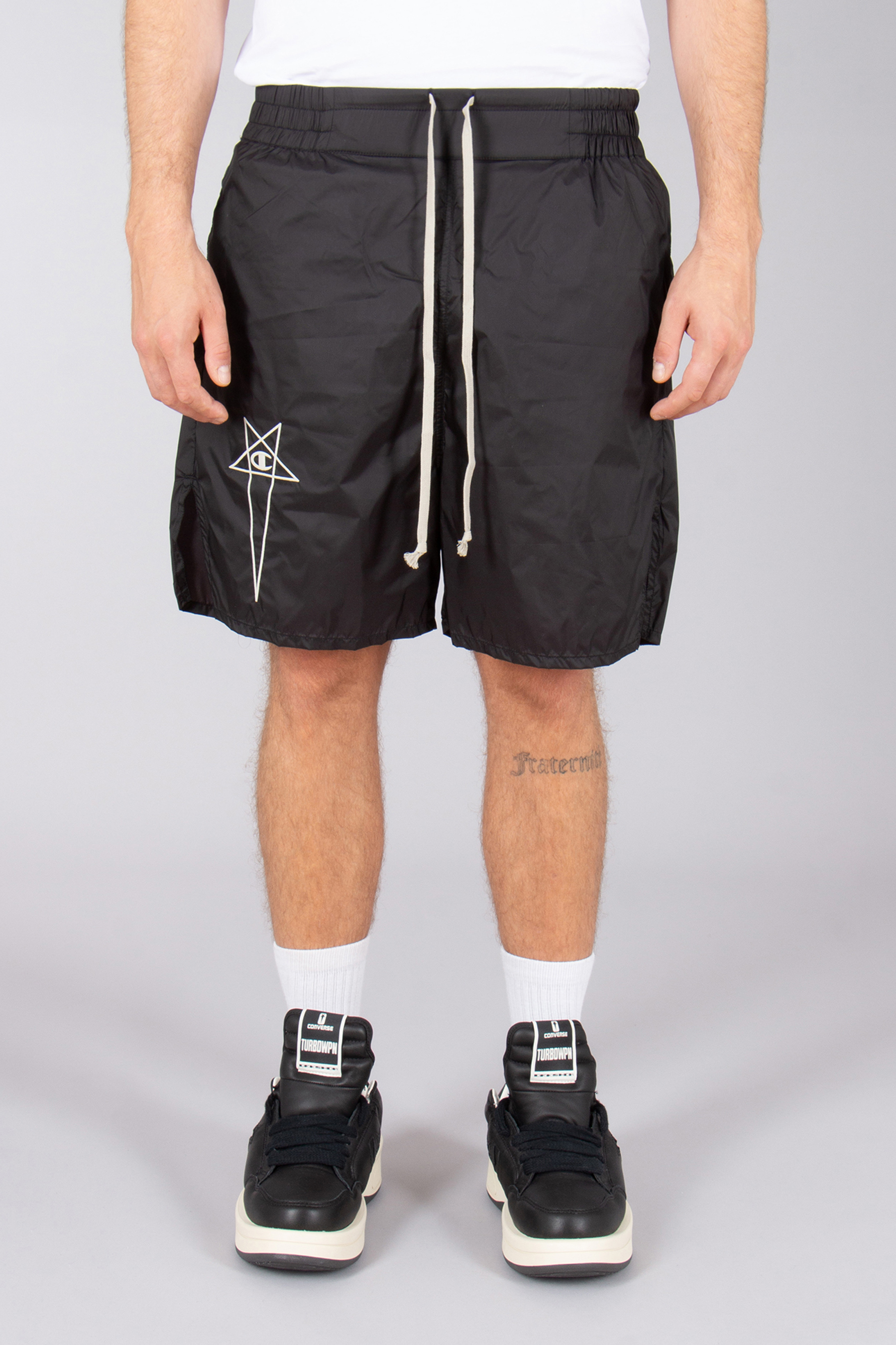 RICK OWENS DRKSHDW X Champion Loose Fit Embroidered Recycled Nylon Shorts