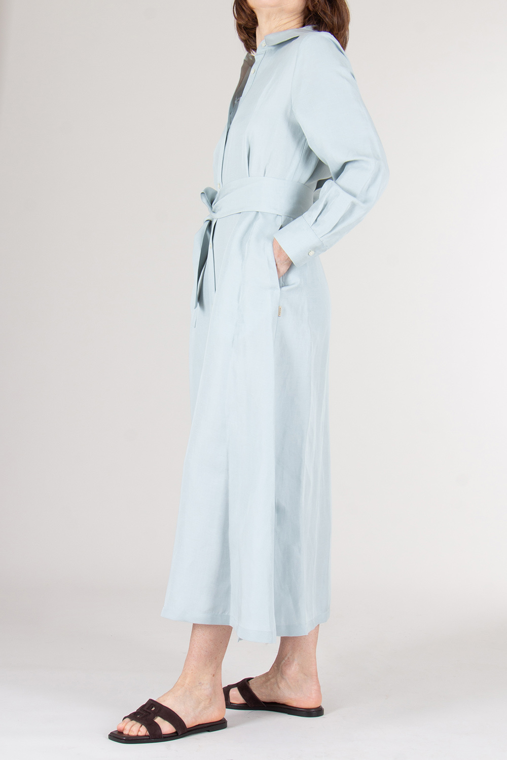 WOOLRICH Linen Blend Belted Shirt Dress