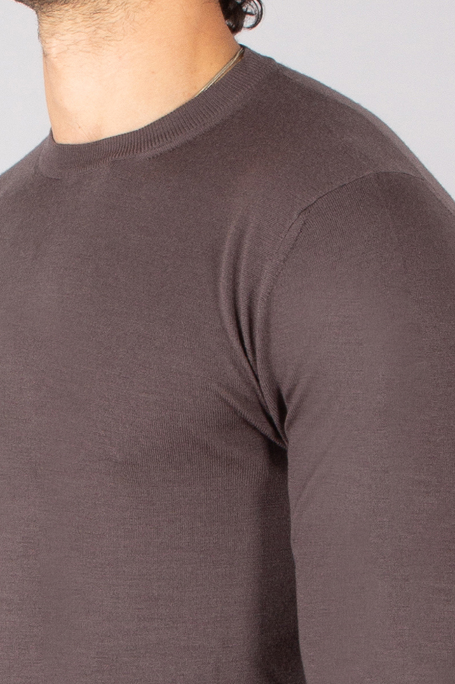 CANALI Regular Fit Travel Wool Crew Neck Sweater Langarm, Ärmel, Erwachsener, Mann, Person