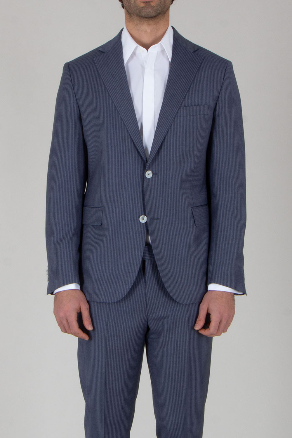 DRESSLER Regular Fit Pinstripe Virgin Wool Stretch Suit Sean