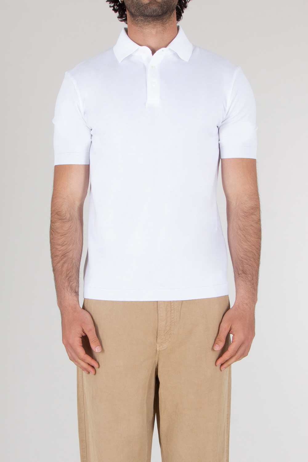HERNO Regular Fit Cotton Jersey Knit Effect Polo Shirt