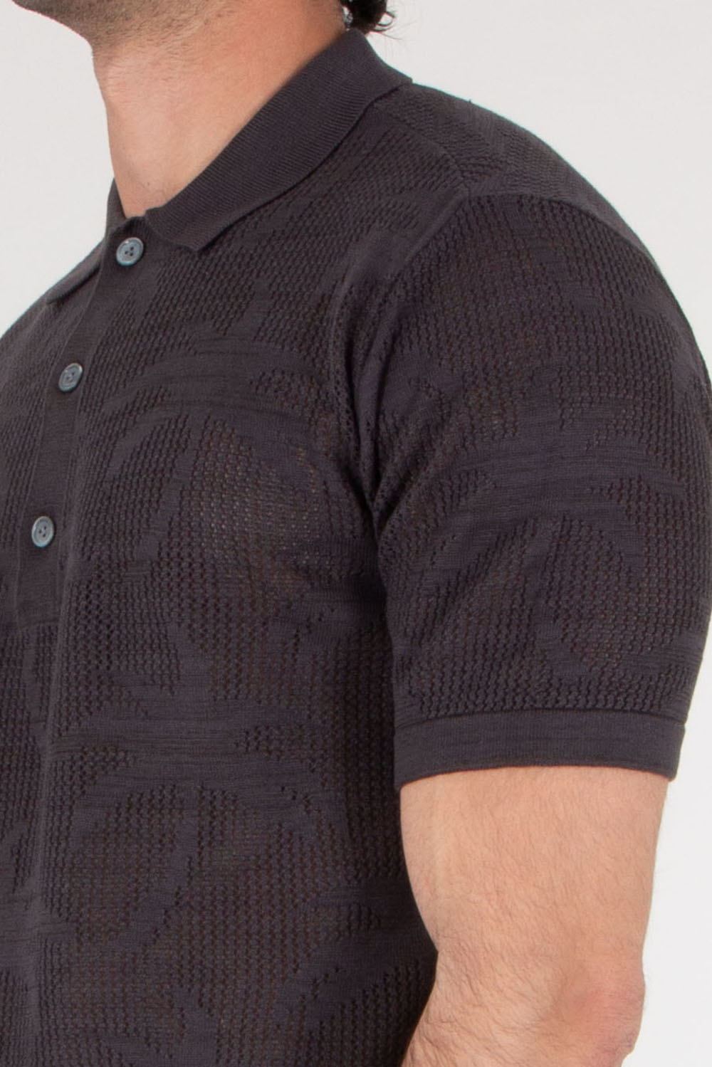 VAN LAACK Ajoure Knit With Palm Trees Polo Shirt