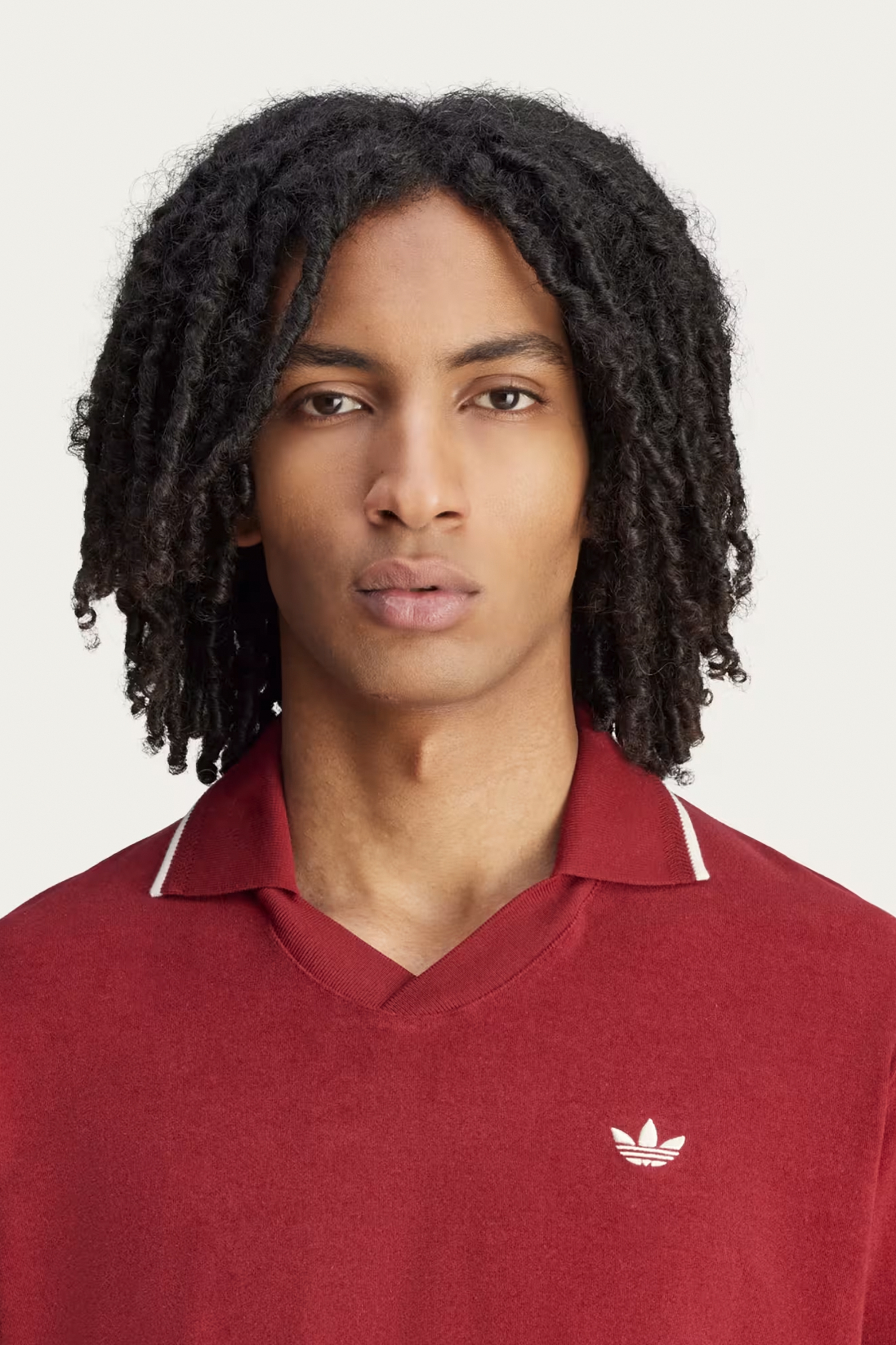 ADIDAS X Wales Bonner Regular Fit Cotton Blend Terry Polo Shirt Gesicht, Kopf, Hals, Person, Portrait