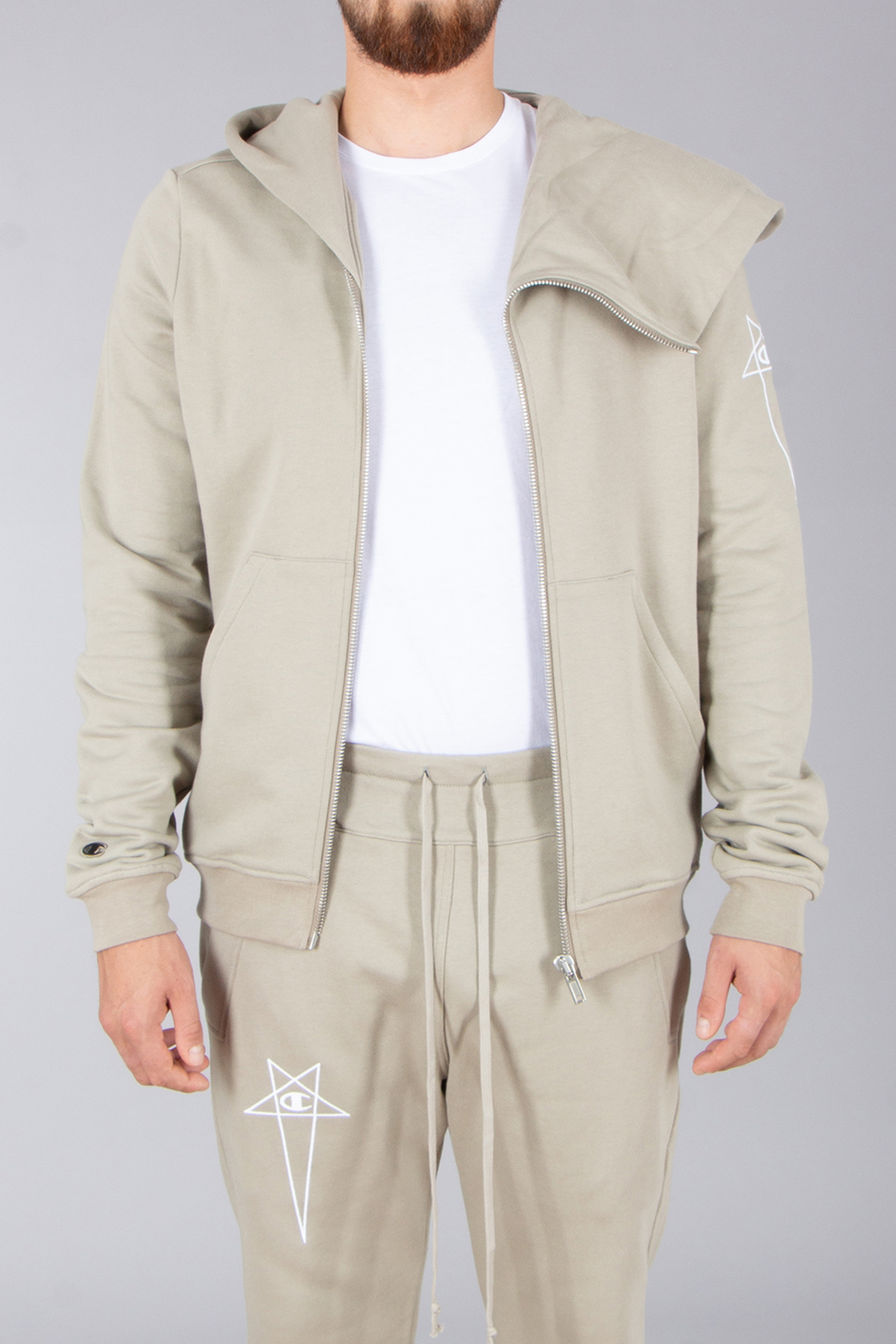 RICK OWENS DRKSHDW X Champion Organic Cotton Zip-Up Mountain Hoodie RICK OWENS DRKSHDW X Champion Organic Cotton Zip-Up Mountain Hoodie