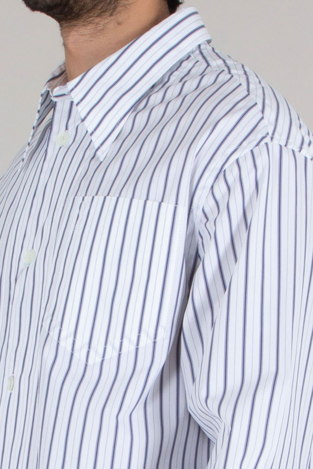 AMI PARIS Loose Fit Ami De Coeur Striped Cotton Poplin Shirt