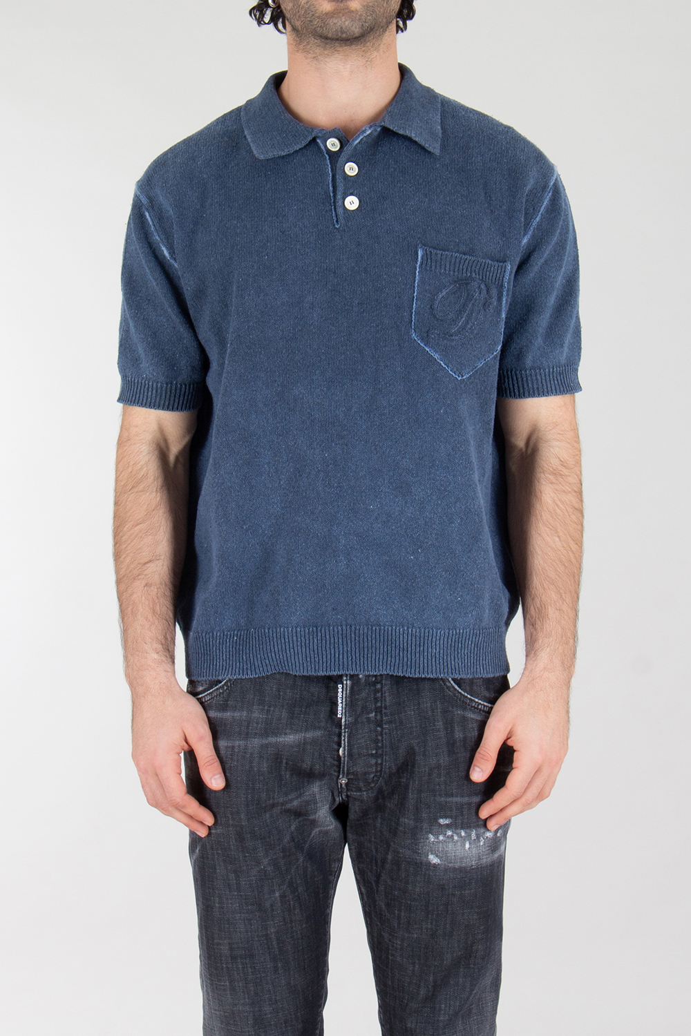 DSQUARED2 Relaxed Fit Cotton Blend Knitted Polo Shirt