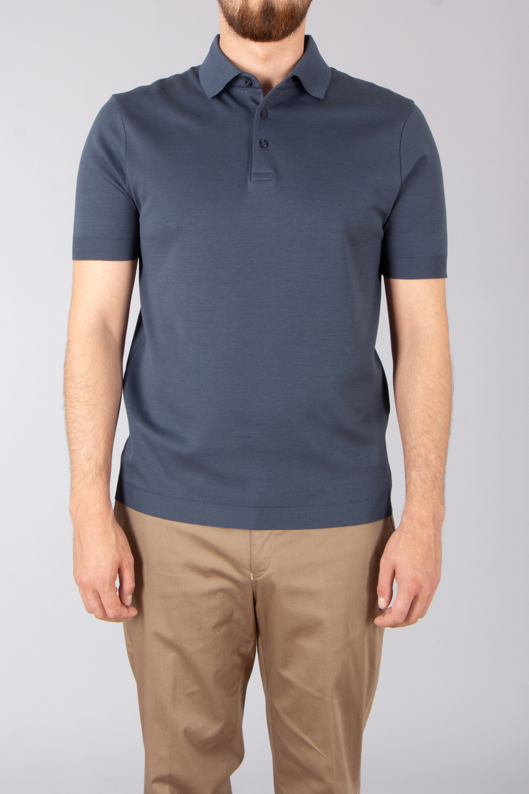 HERNO Regular Fit Cotton Jersey Knit Effect Polo Shirt