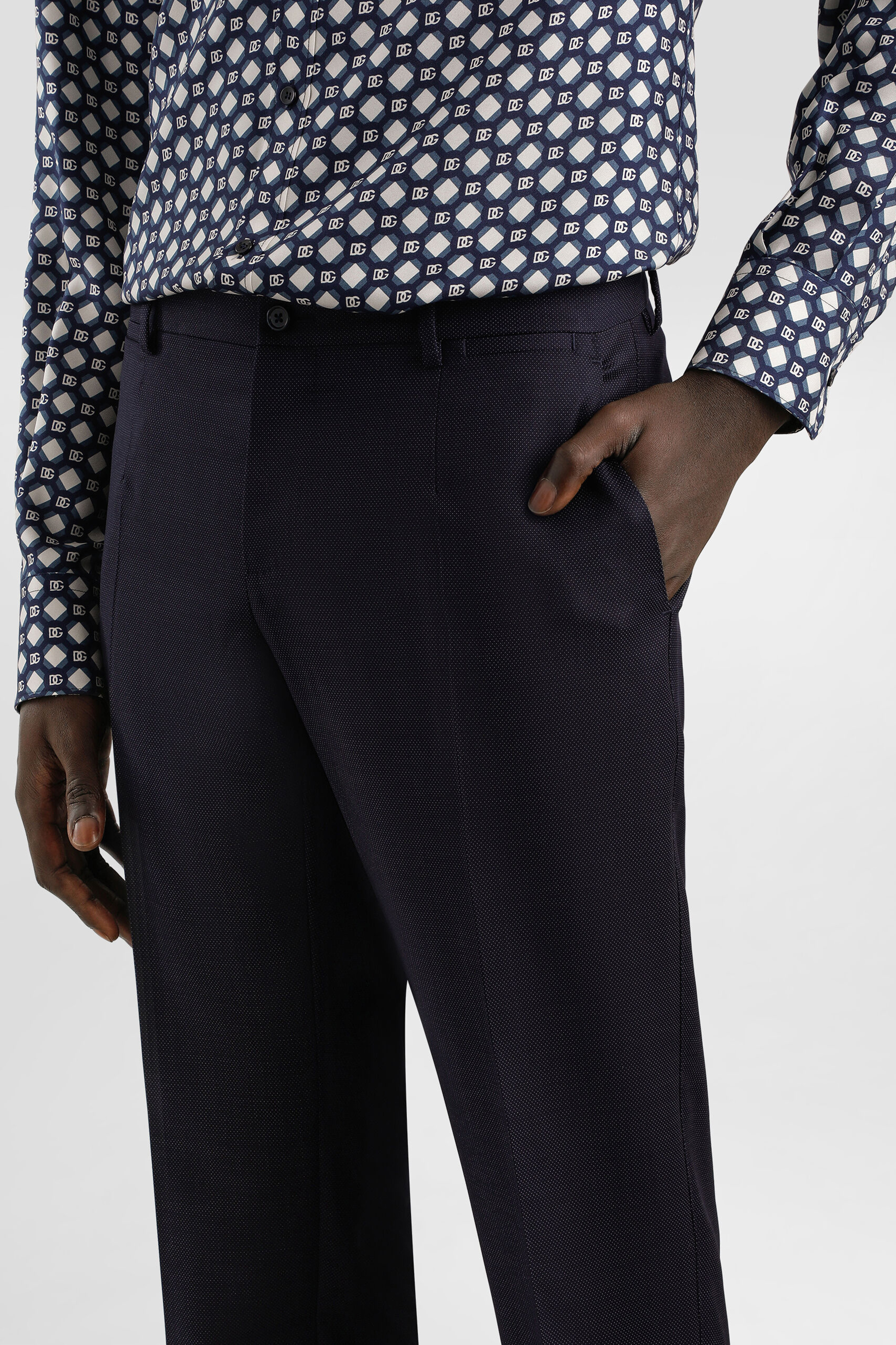 DOLCE & GABBANA Regular Fit Micro Patterned Virgin Wool Suit Sicilia Light Bekleidung, Hosen, Hemd, Mantel