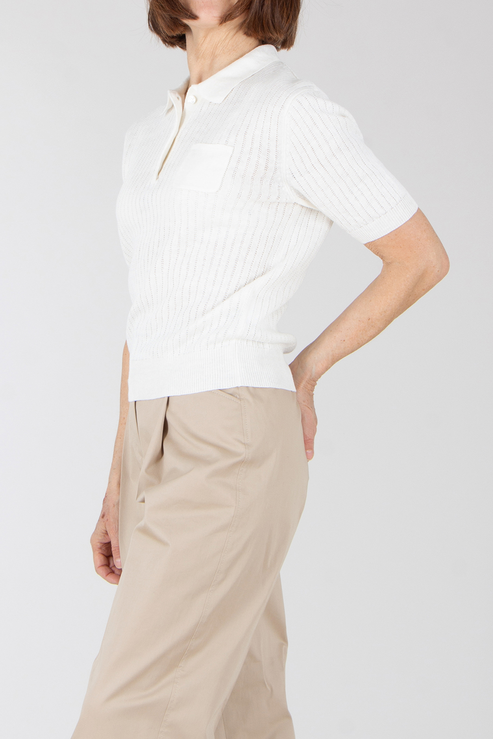 ASPESI Regular Fit Linen Lace Knit Polo