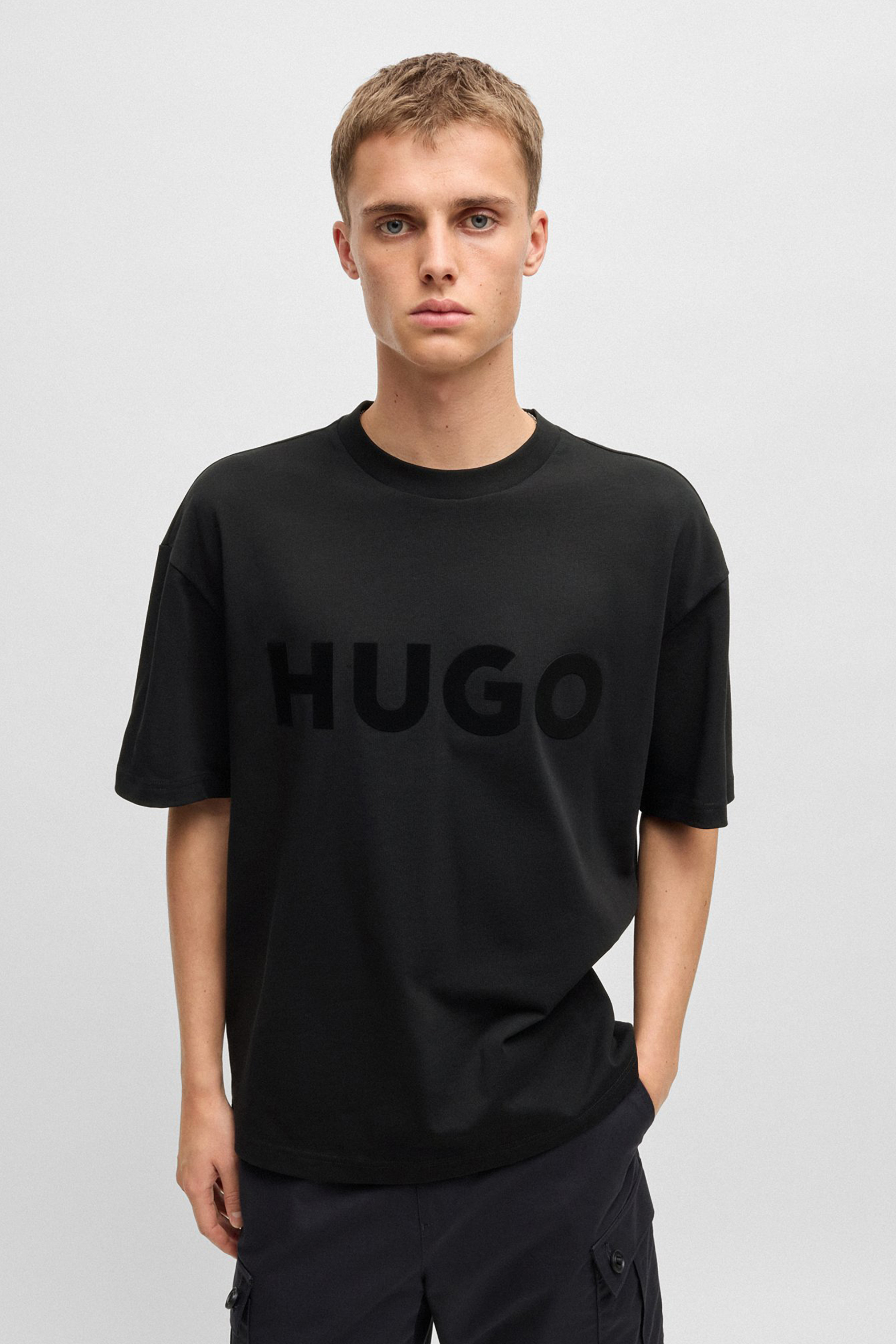 HUGO Oversized Printed Cotton Jersey T-Shirt Dinkee HUGO Oversized Printed Cotton Jersey T-Shirt Dinkee