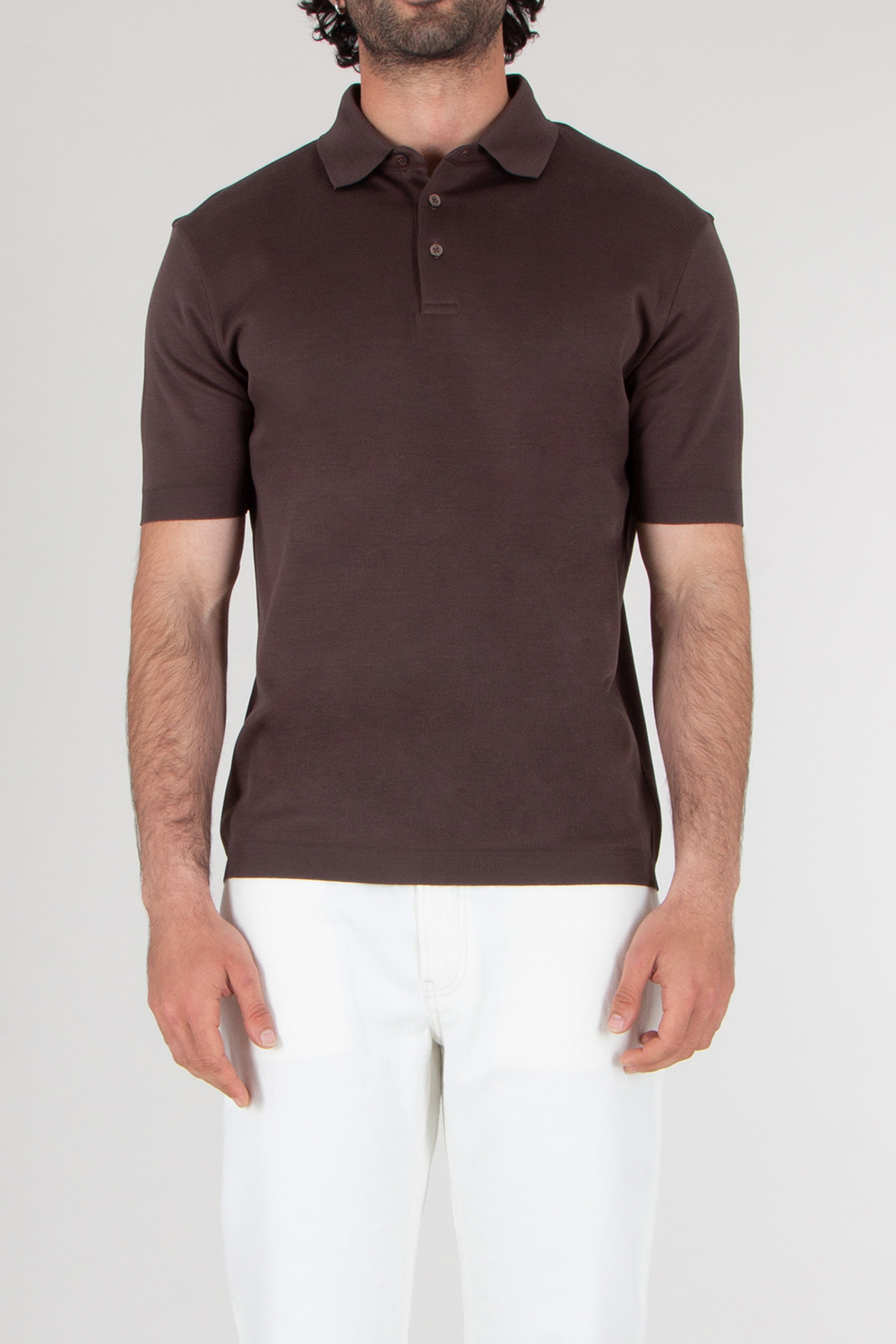 HERNO Regular Fit Cotton Jersey Knit Effect Polo Shirt