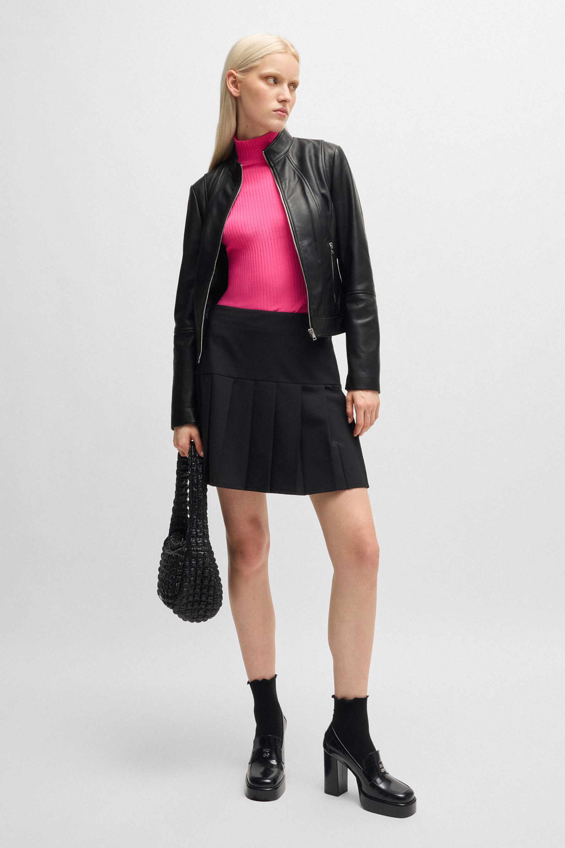 HUGO Regular Fit Leather Jacket Lasatta HUGO Regular Fit Leather Jacket Lasatta