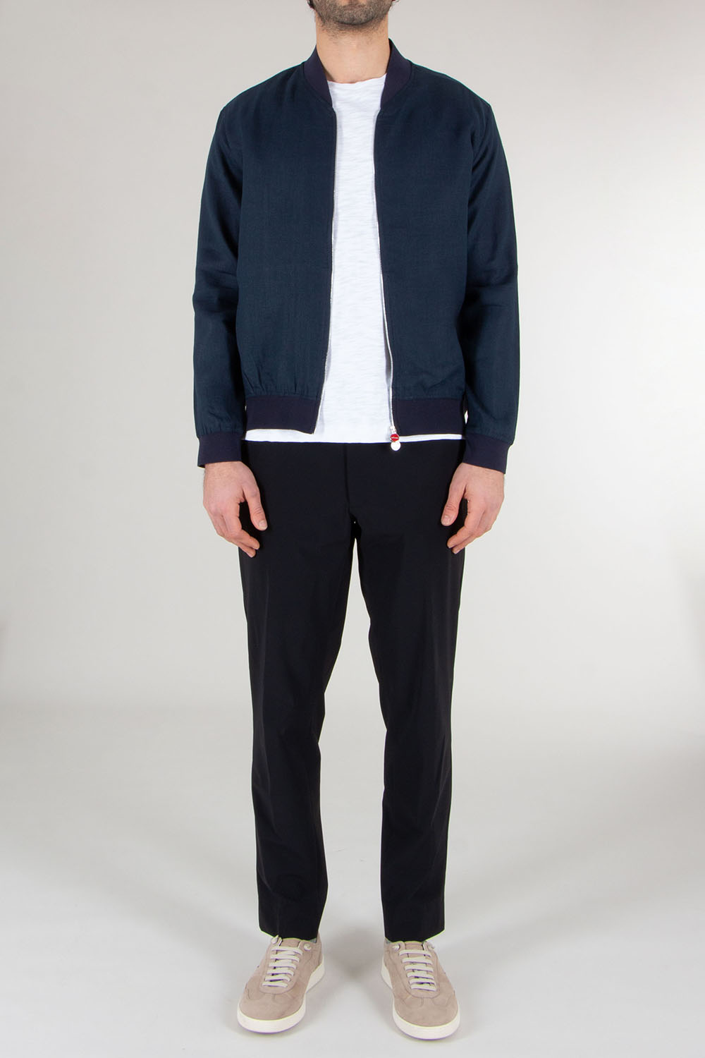 KITON Regular Fit Linen Bomber Jacket