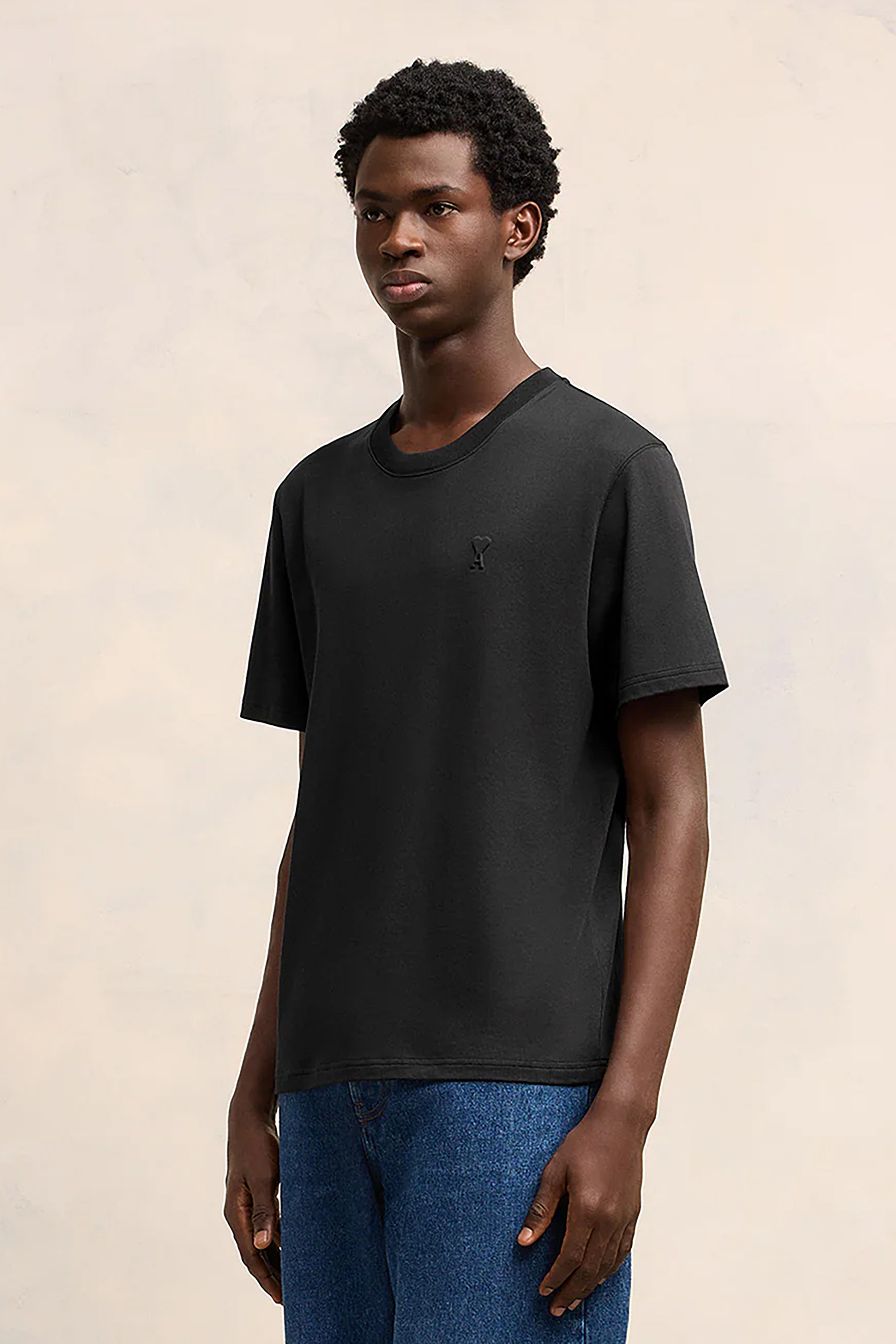 AMI PARIS Embossed Organic Cotton Jersey T-Shirt AMI PARIS Embossed Organic Cotton Jersey T-Shirt