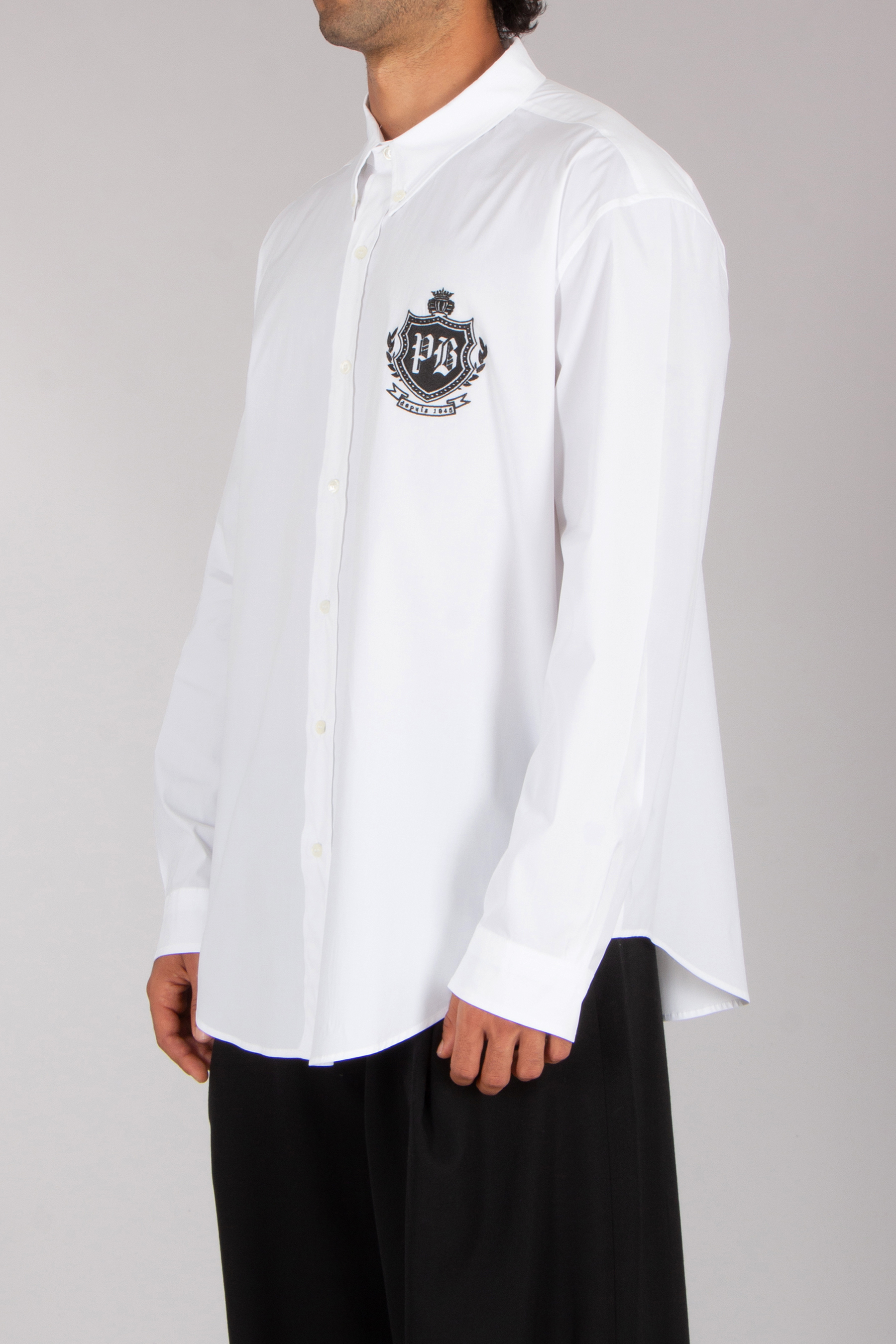 BALMAIN Regular Fit Embroidered Cotton Stretch Poplin Button-Down Shirt Bekleidung, Hemd, Langarm, Ärmel, Kleid, Hemd