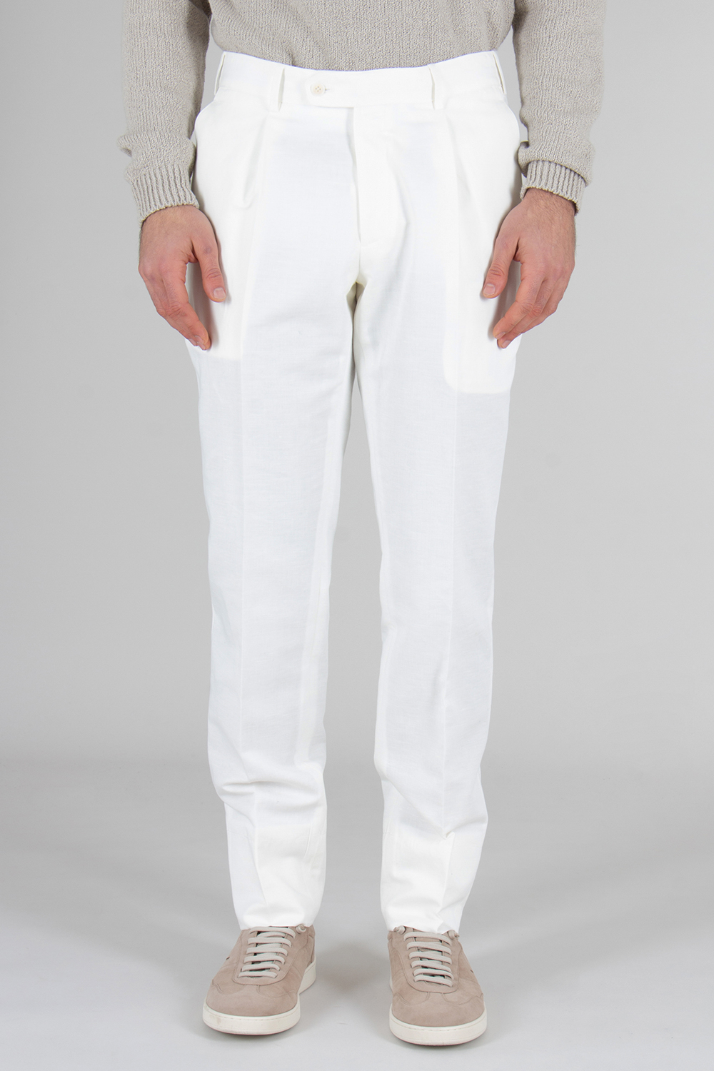 BRIONI Regular Fit Linen-Cotton Blend Pants Pienza