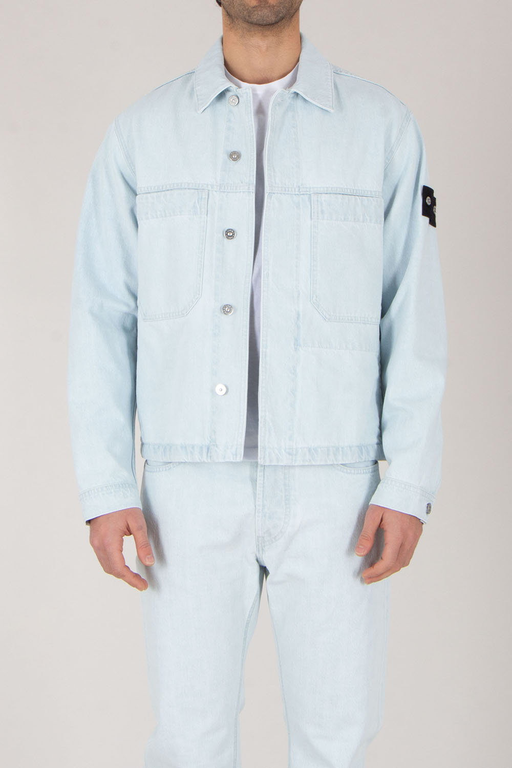 STONE ISLAND Regular Fit Ultra Bleached Organic Cotton Denim Jacket