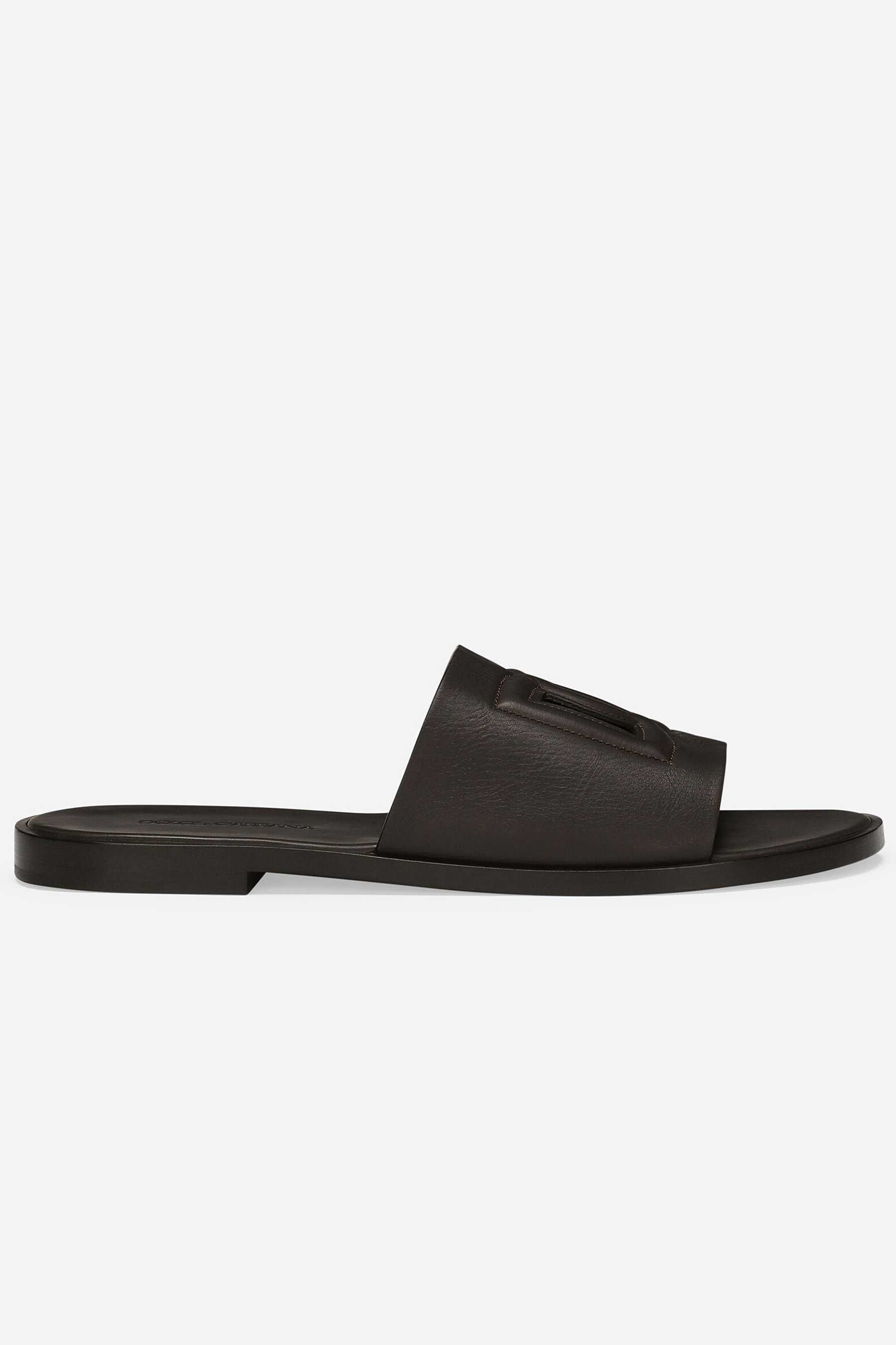 DOLCE & GABBANA Logo Calf Leather Sandals