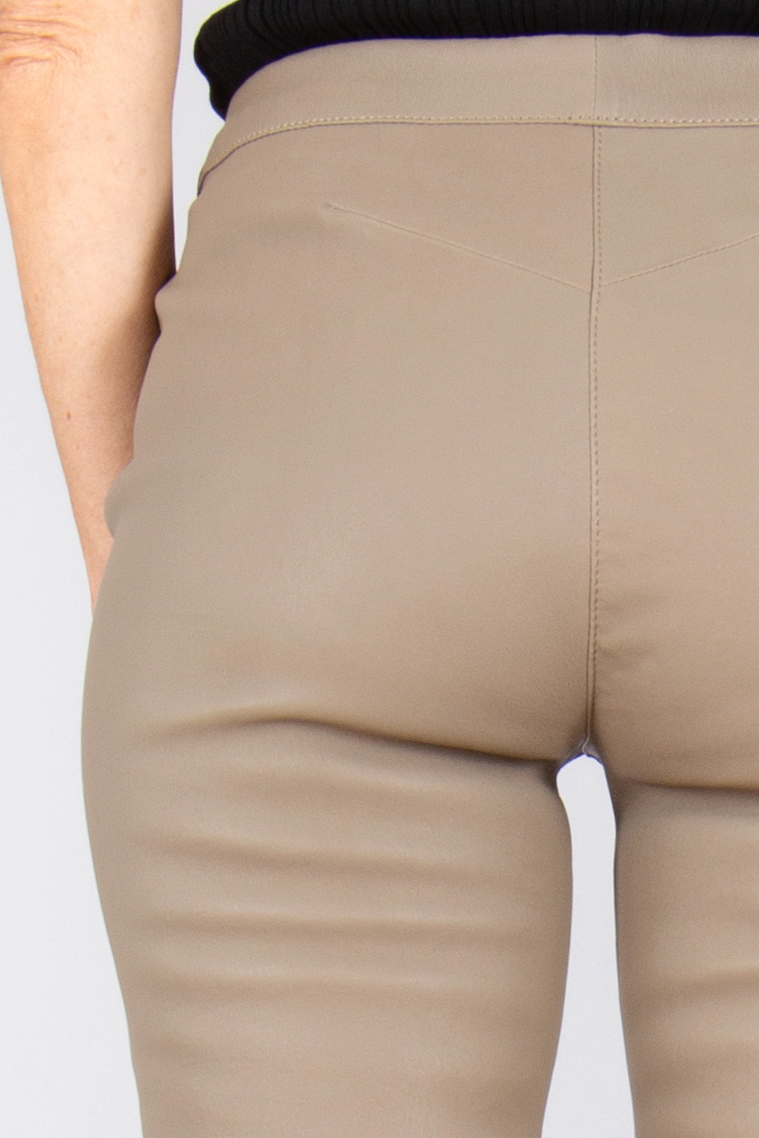 BOSS Slim Fit Lamb Leather Stretch Leggings Simax Bekleidung, Khaki, Person, Hosen