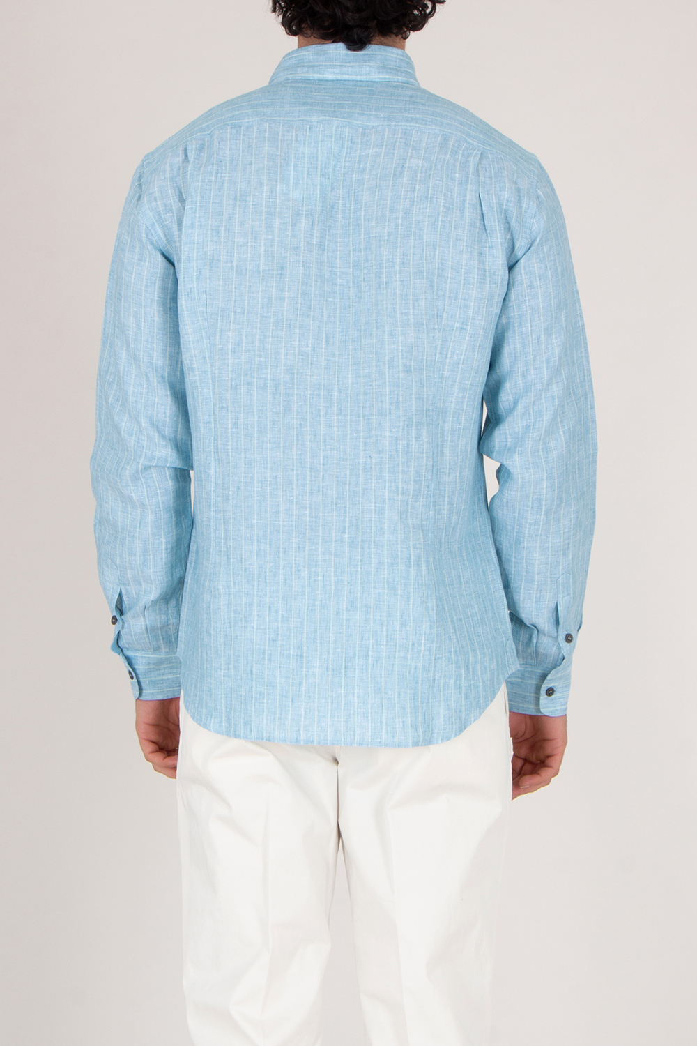 SEAESE Regular Fit Linen Pinstripe Shirt