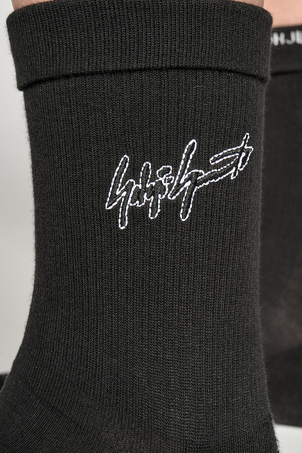 Y-3 Graphic Cotton Blend Crew Socks