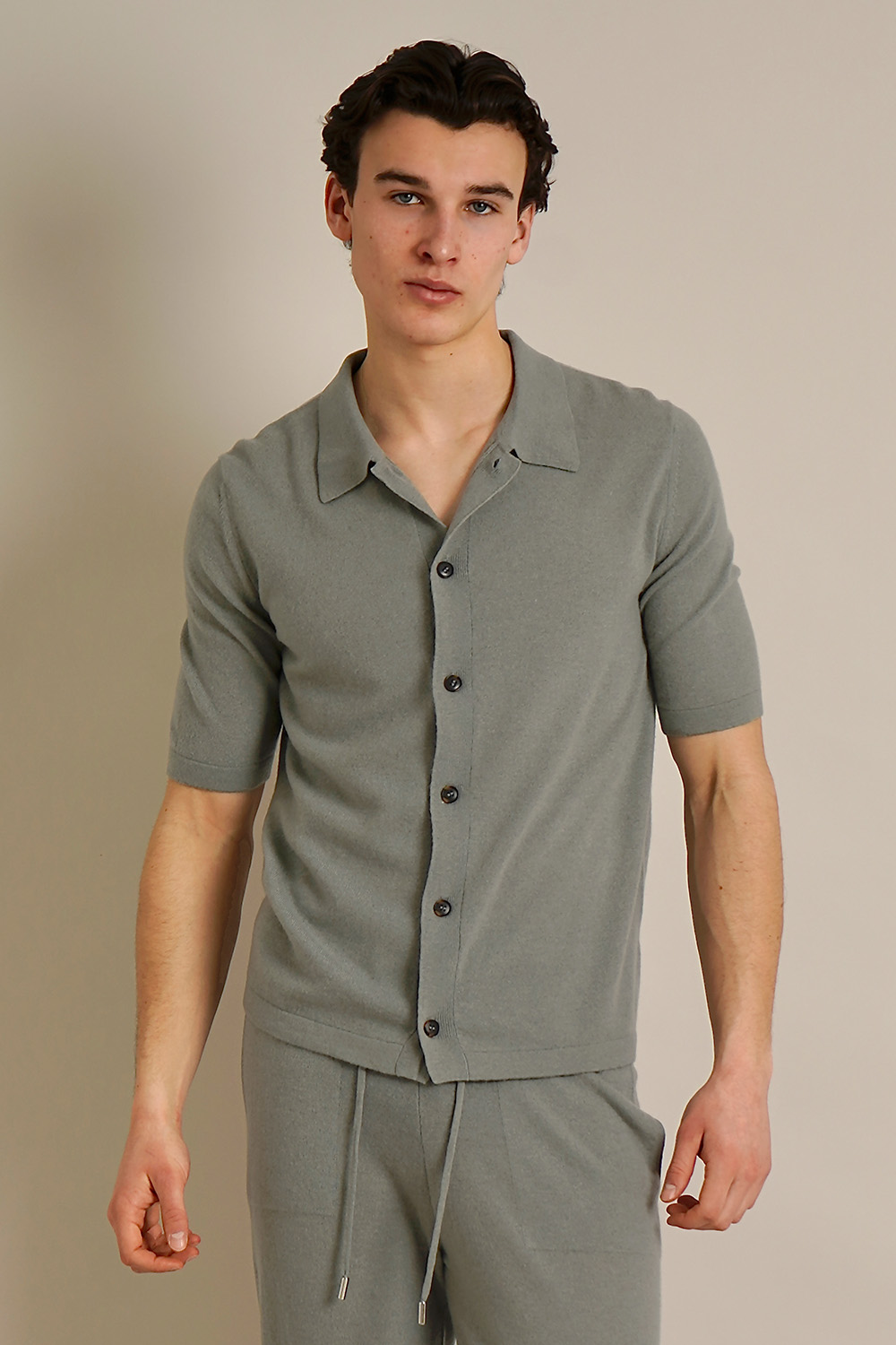 MIENTUS BERLIN Regular Fit Cashmere Short-Sleeve Knit Shirt
