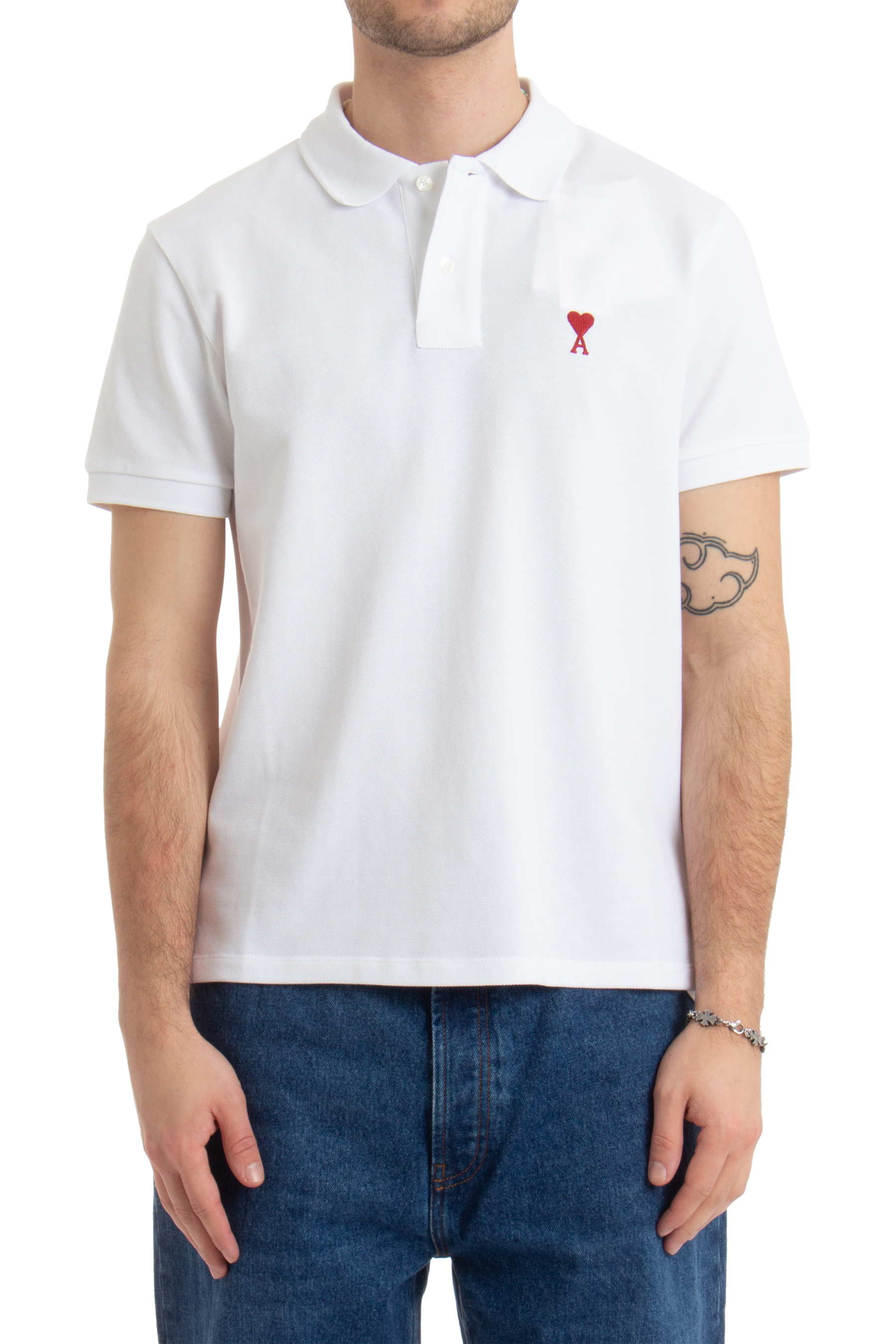 AMI PARIS Classic Fit Ami De Coeur Organic Cotton Piqué Polo Shirt AMI PARIS Classic Fit Ami De Coeur Organic Cotton Piqué Polo Shirt