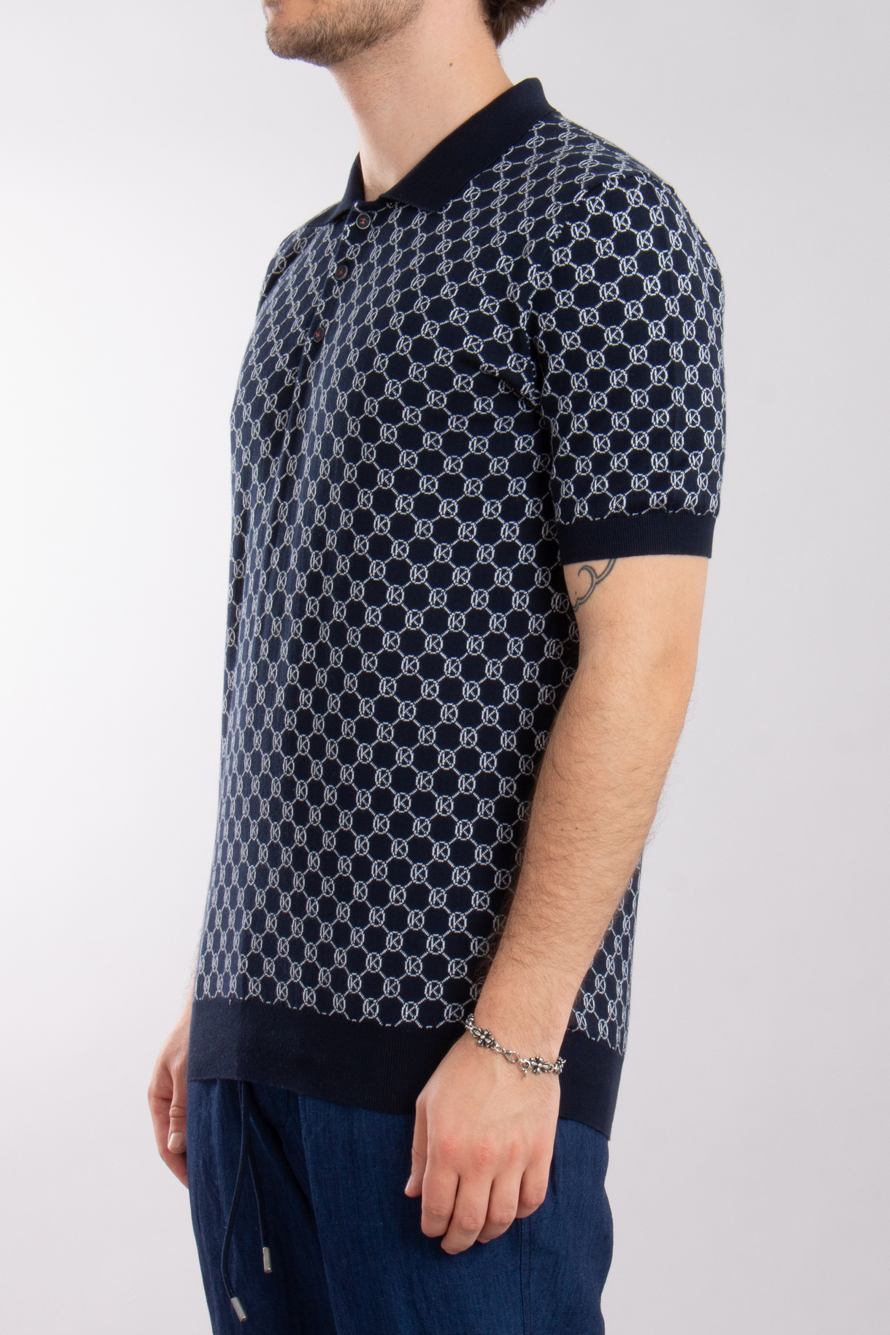 KITON Patterned Cotton Knit Polo
