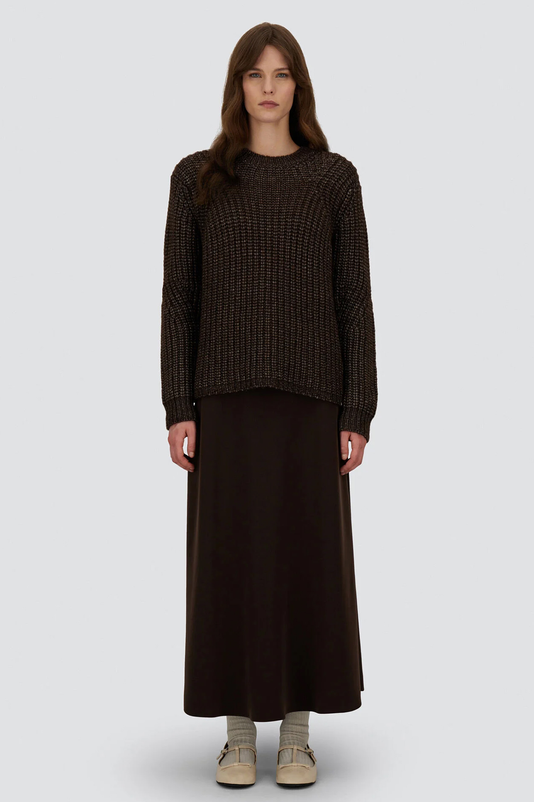 HERNO Regular Fit Matt Crepe Satin Skirt Bekleidung, Langarm, Ärmel, Strickwaren, Pullover