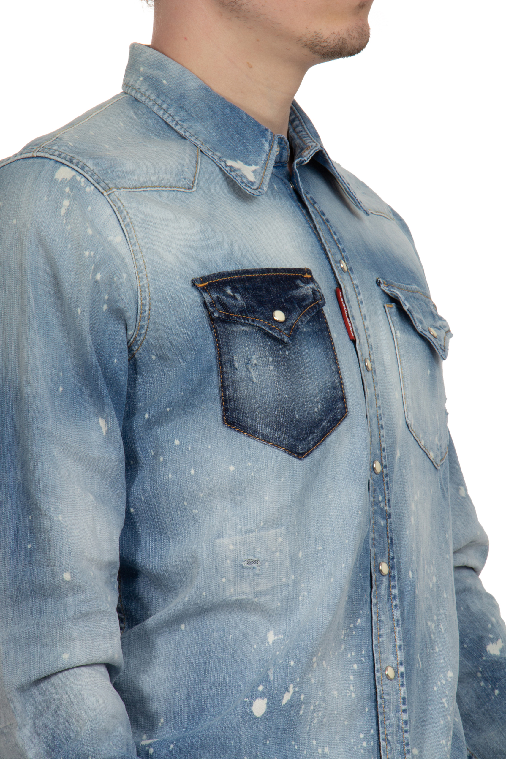 DSQUARED2 Cotton Stretch Denim Bob Shirt DSQUARED2 Cotton Stretch Denim Bob Shirt