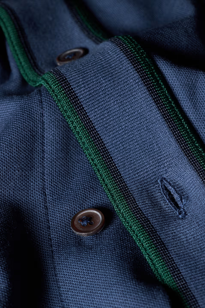 PAUL SMITH Mid Blue Button-Through Polo Shirt