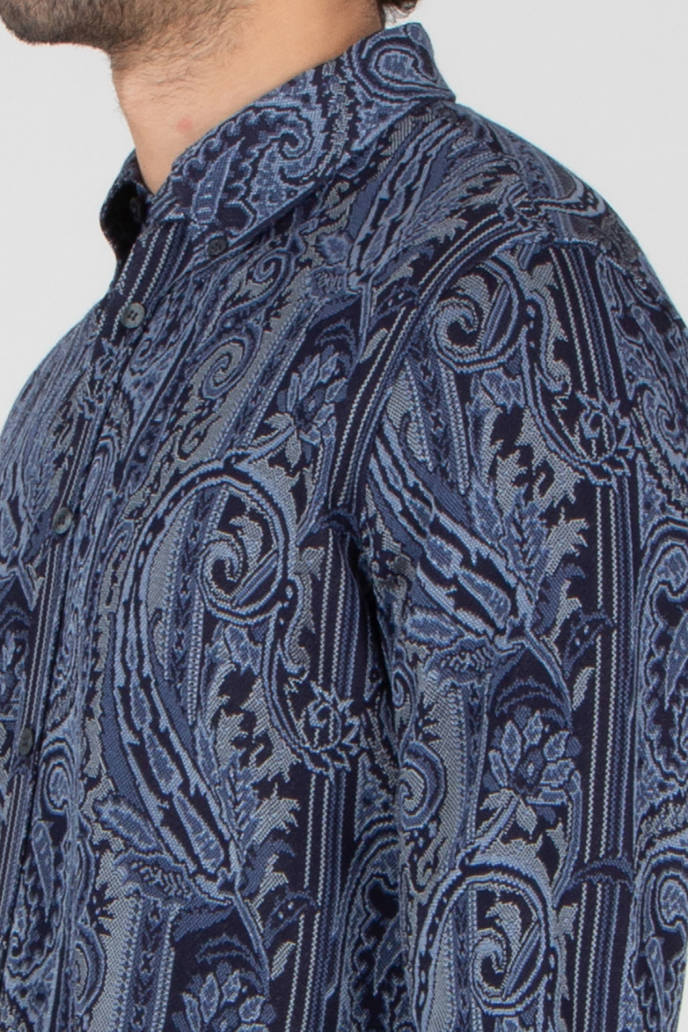ETRO Easy Fit Paisley Pattern Viscose Jacquard Piqué Button-Down Shirt