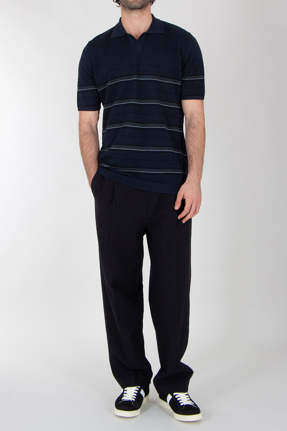 ROBERTO COLLINA Regular Fit Knitted Linen Polo Shirt