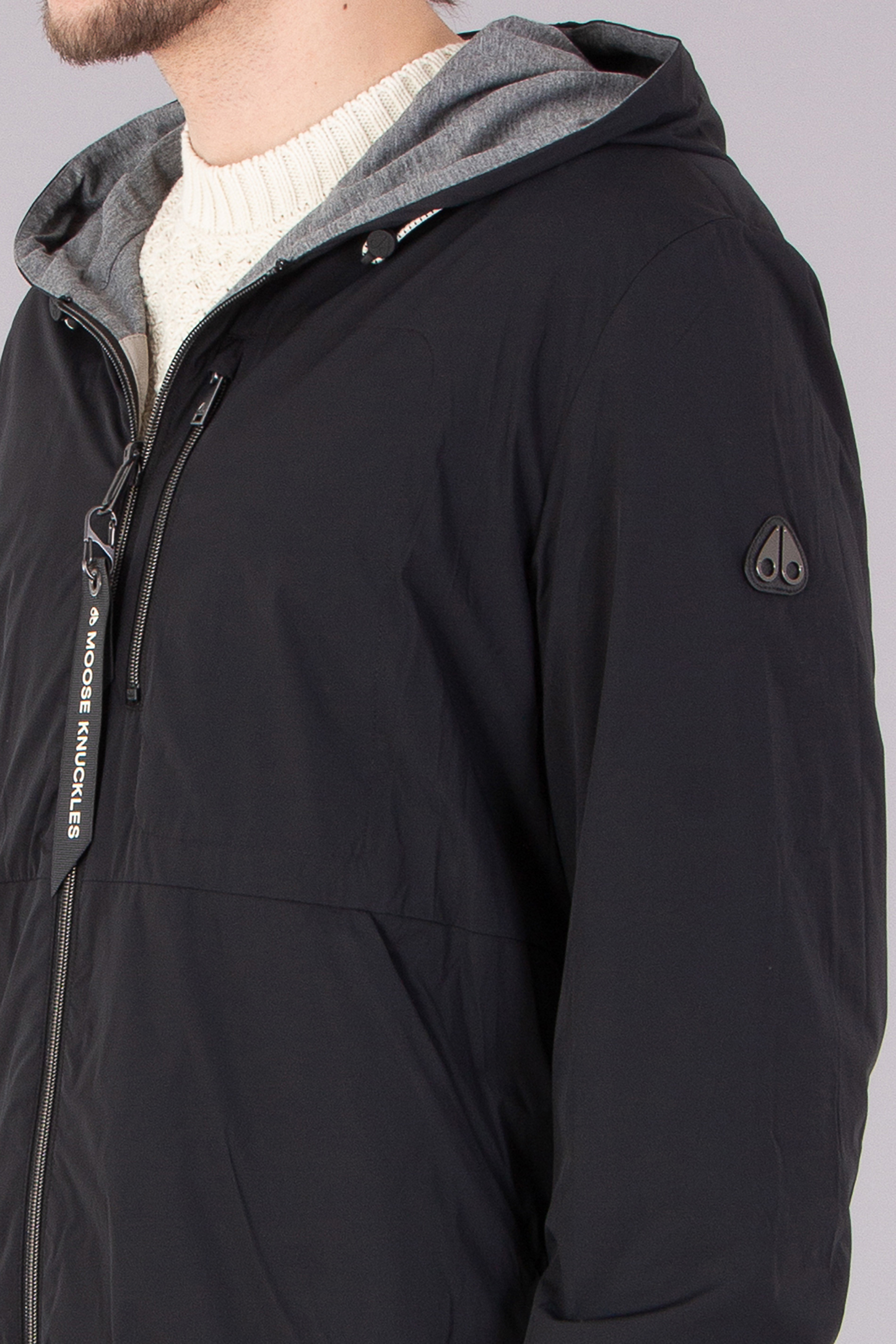MOOSE KNUCKLES Reversible Stretch Nylon & Jersey Dominion Packable Jacket MOOSE KNUCKLES Reversible Stretch Nylon & Jersey Dominion Packable Jacket