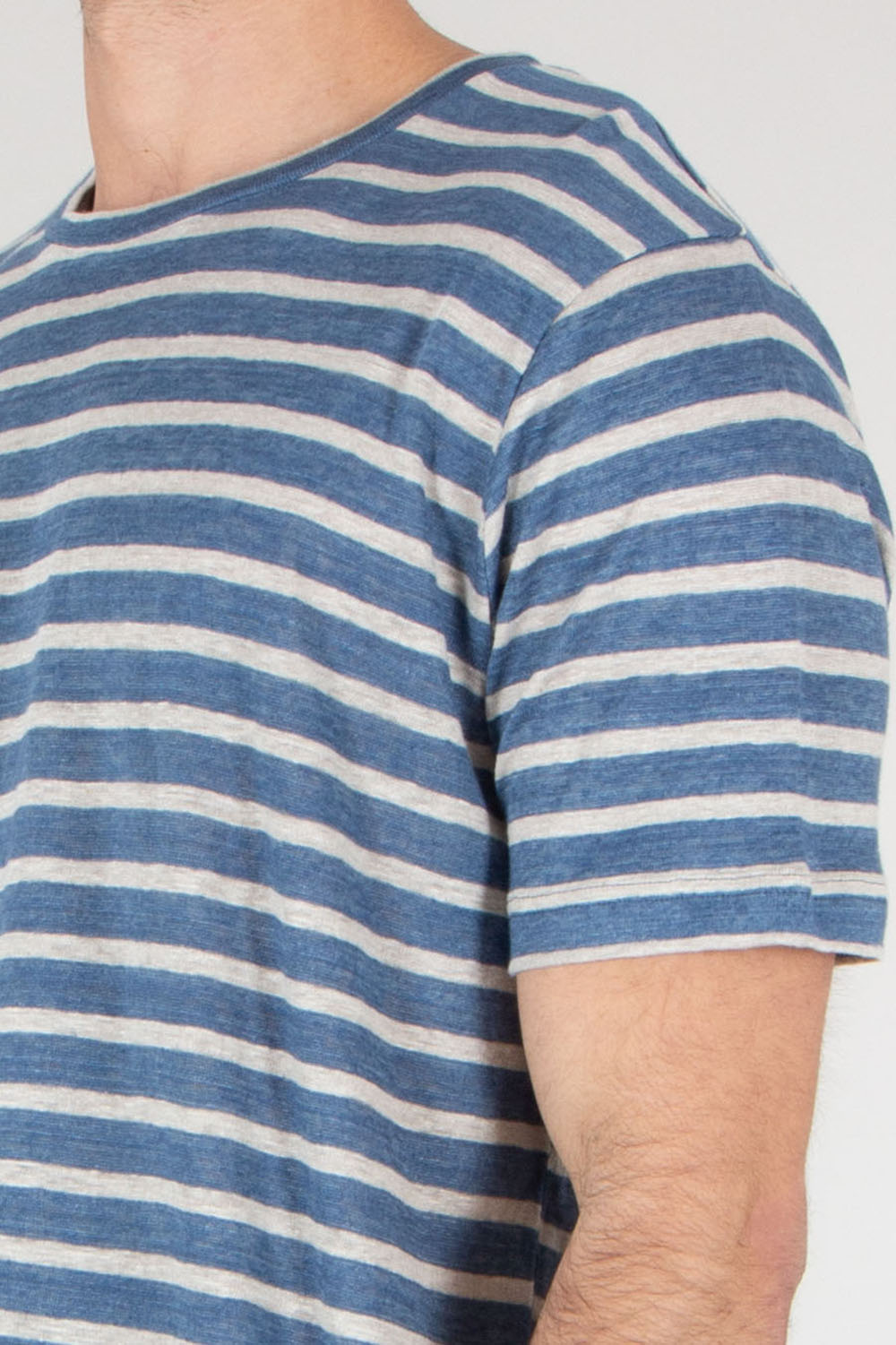 STEFAN BRANDT Regular Fit Striped Linen Jersey T-Shirt Enno