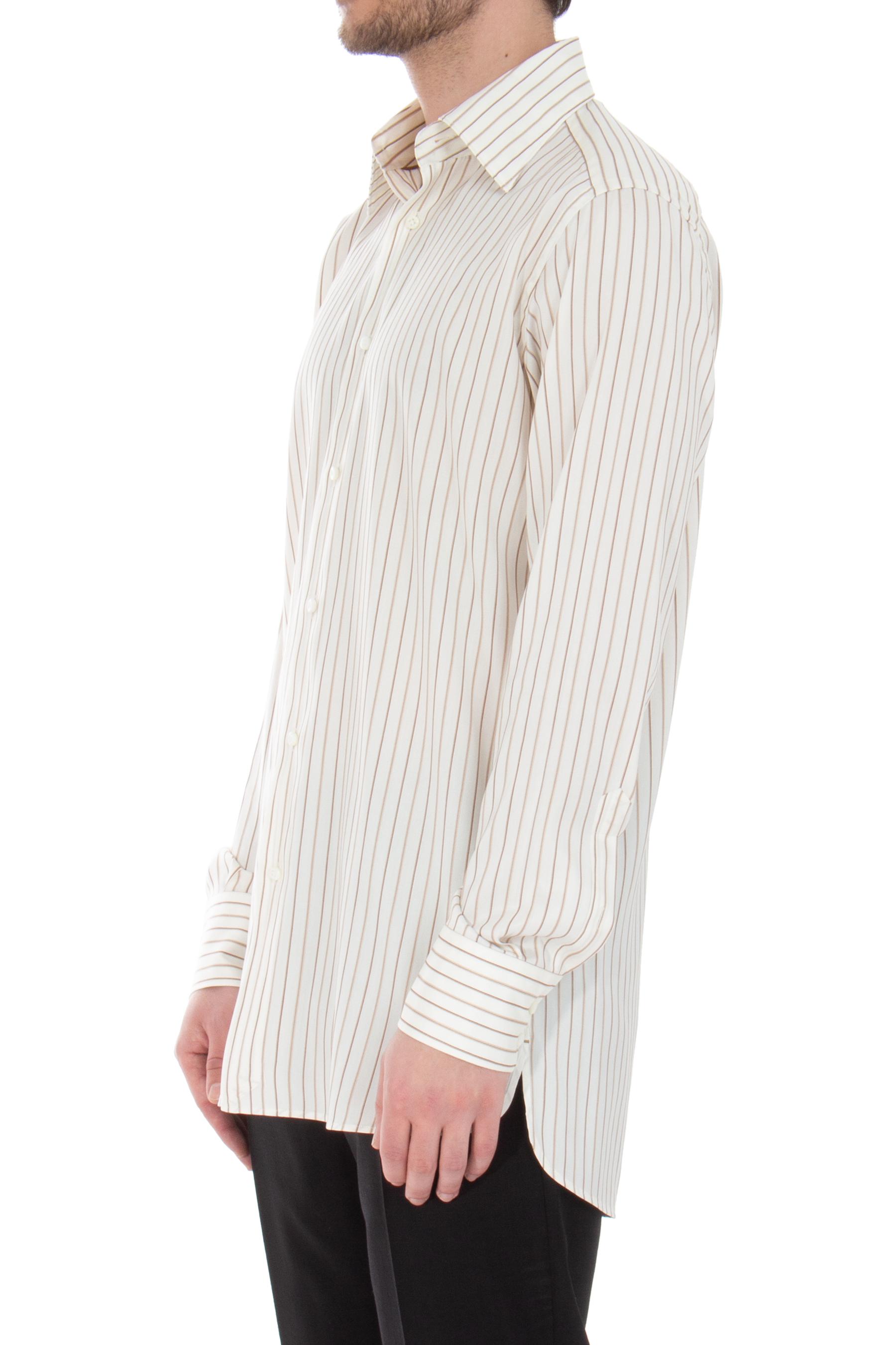 BOSS Striped Silk-Cotton Blend Shirt L-Jon-Kent BOSS Striped Silk-Cotton Blend Shirt L-Jon-Kent