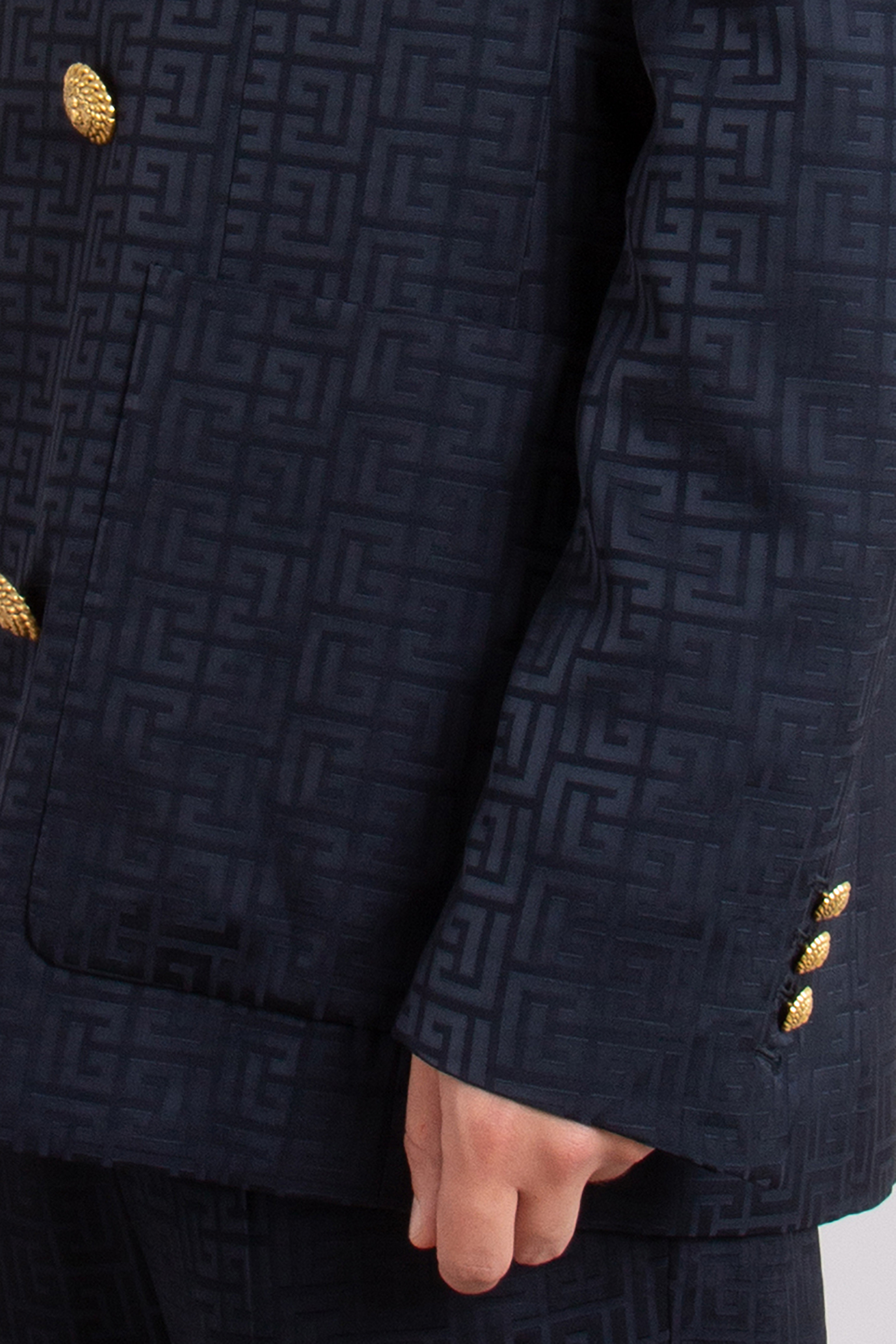 BALMAIN Monogrammed Satin Jacquard Blazer BALMAIN Monogrammed Satin Jacquard Blazer