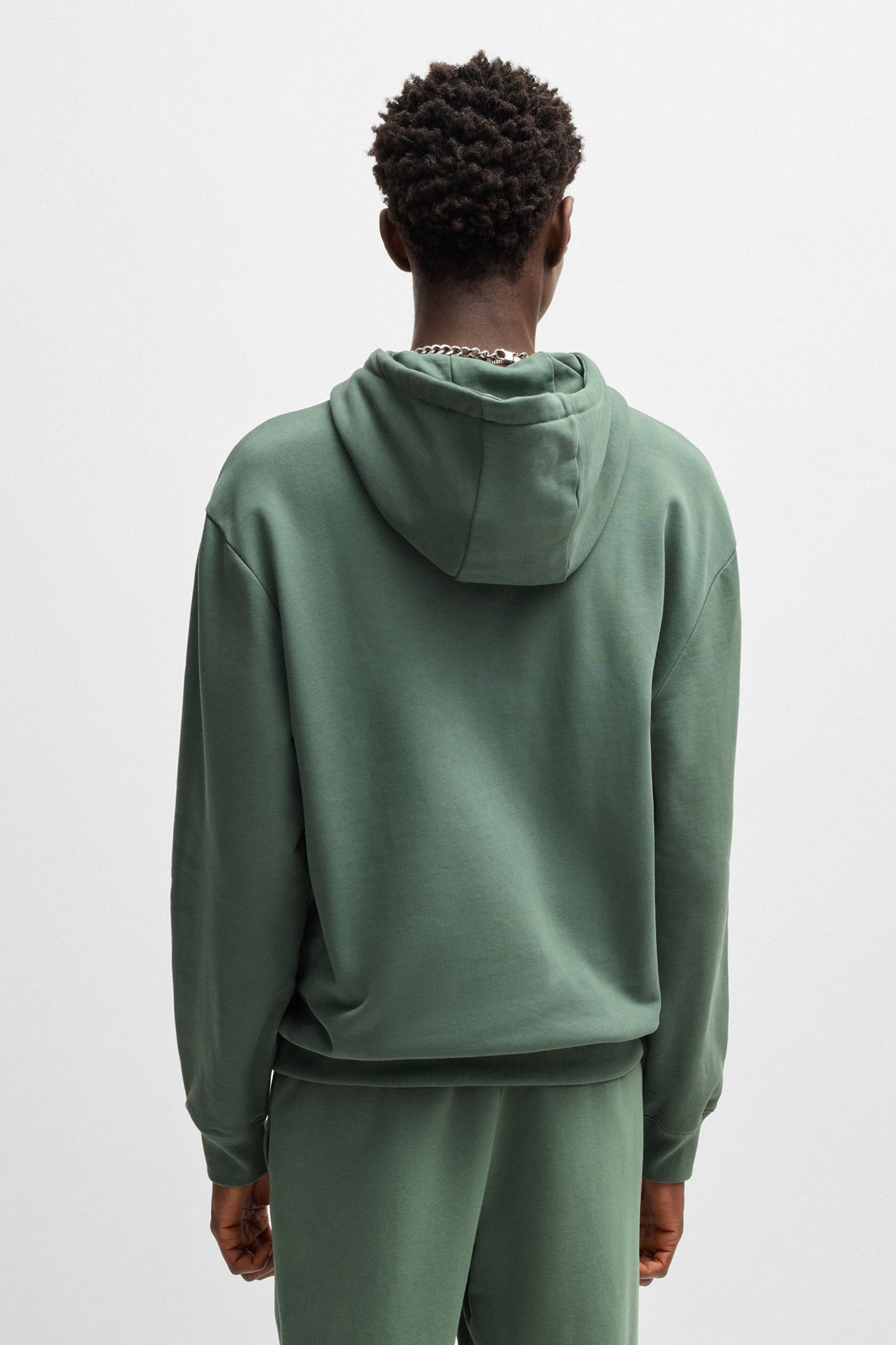 HUGO Relaxed Fit Printed Cotton Terry Hoodie Dapo HUGO Relaxed Fit Printed Cotton Terry Hoodie Dapo