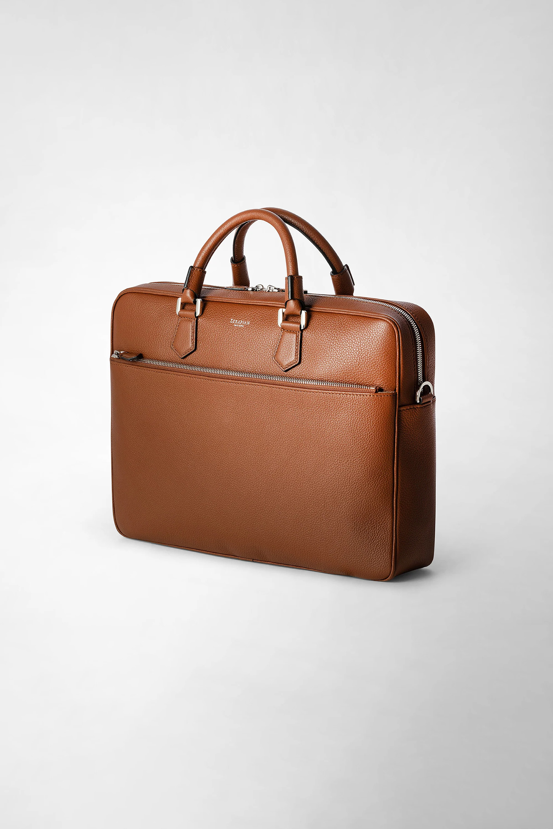 SERAPIAN Slim Cashmere Leather Briefcase SERAPIAN Slim Cashmere Leather Briefcase