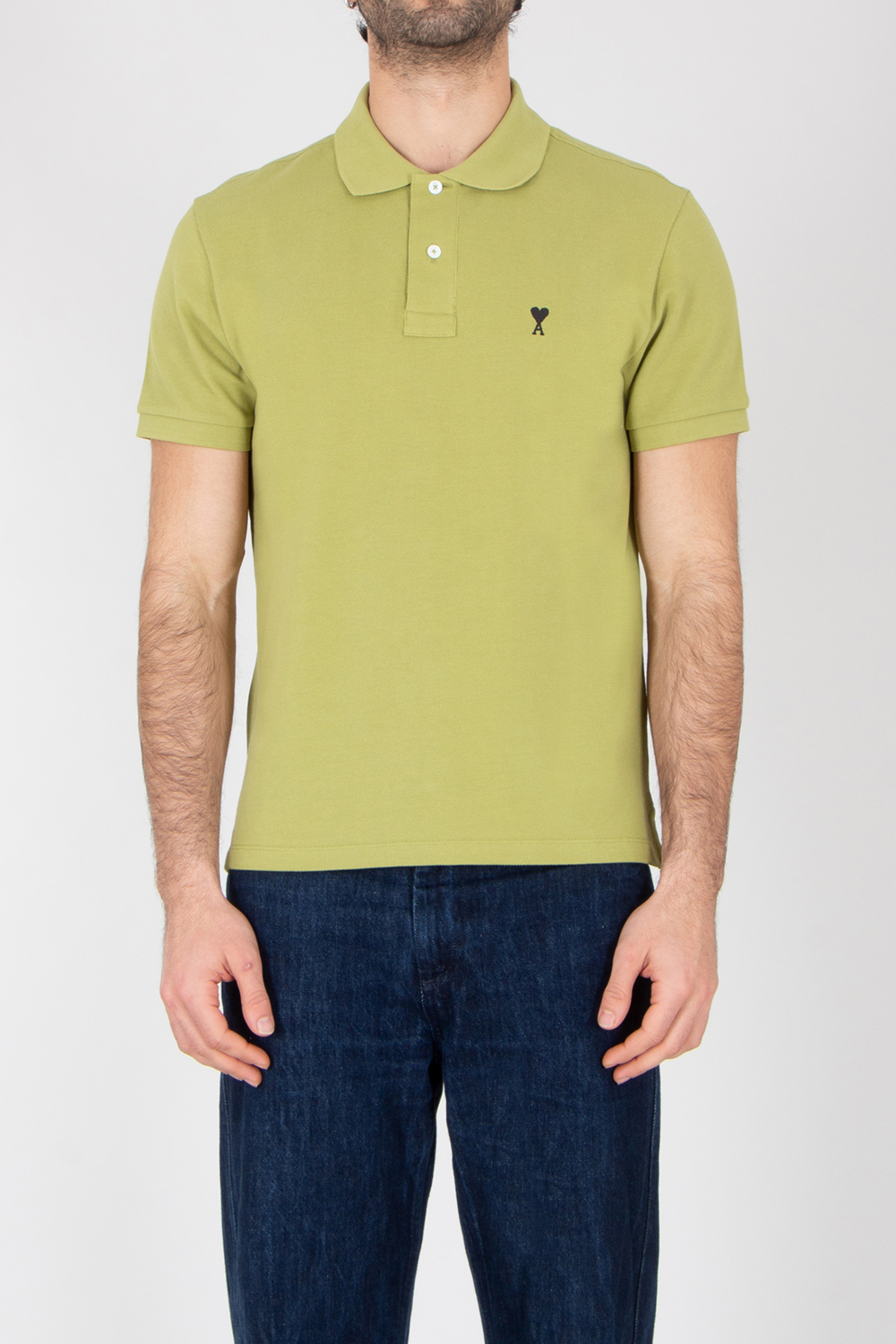 AMI PARIS Classic Fit Ami De Coeur Cotton Piqué Polo Shirt 