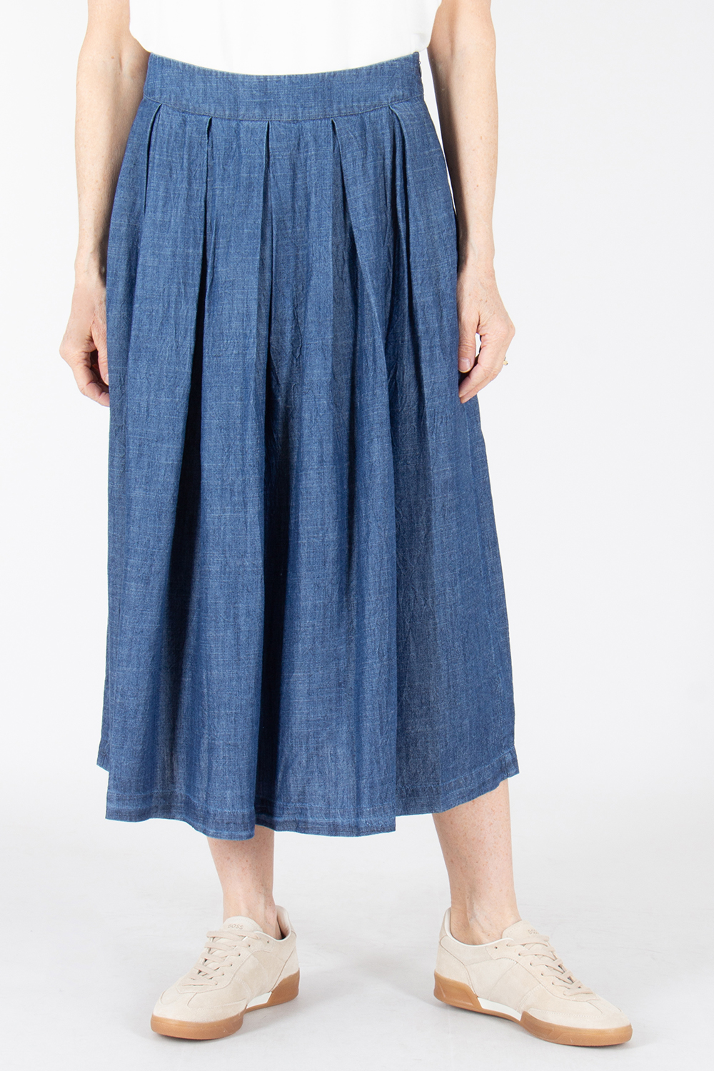 0039 ITALY Regular Fit Lyocell-Linen Denim Skirt Kylie